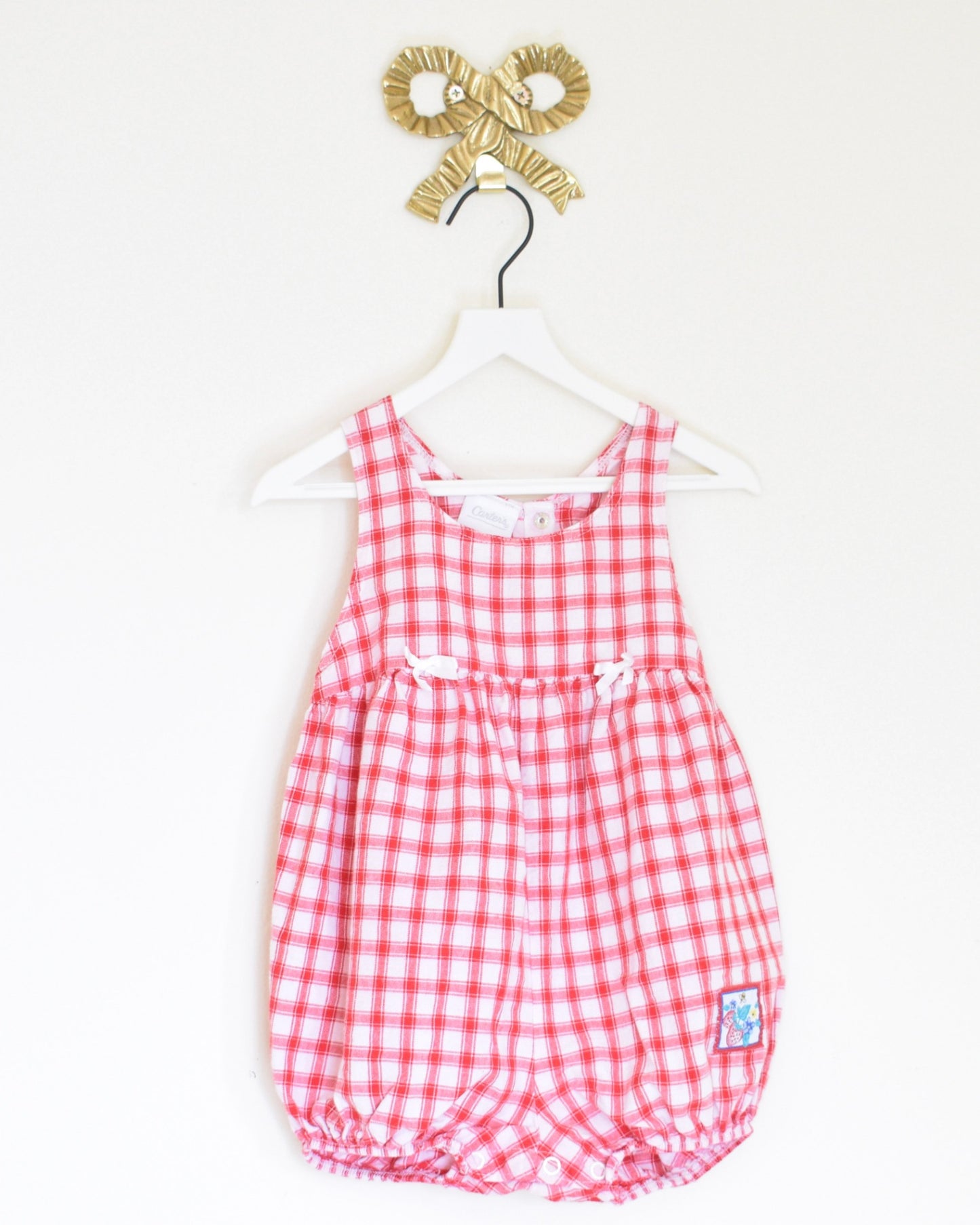vintage strawberry patch romper / 18-24 months