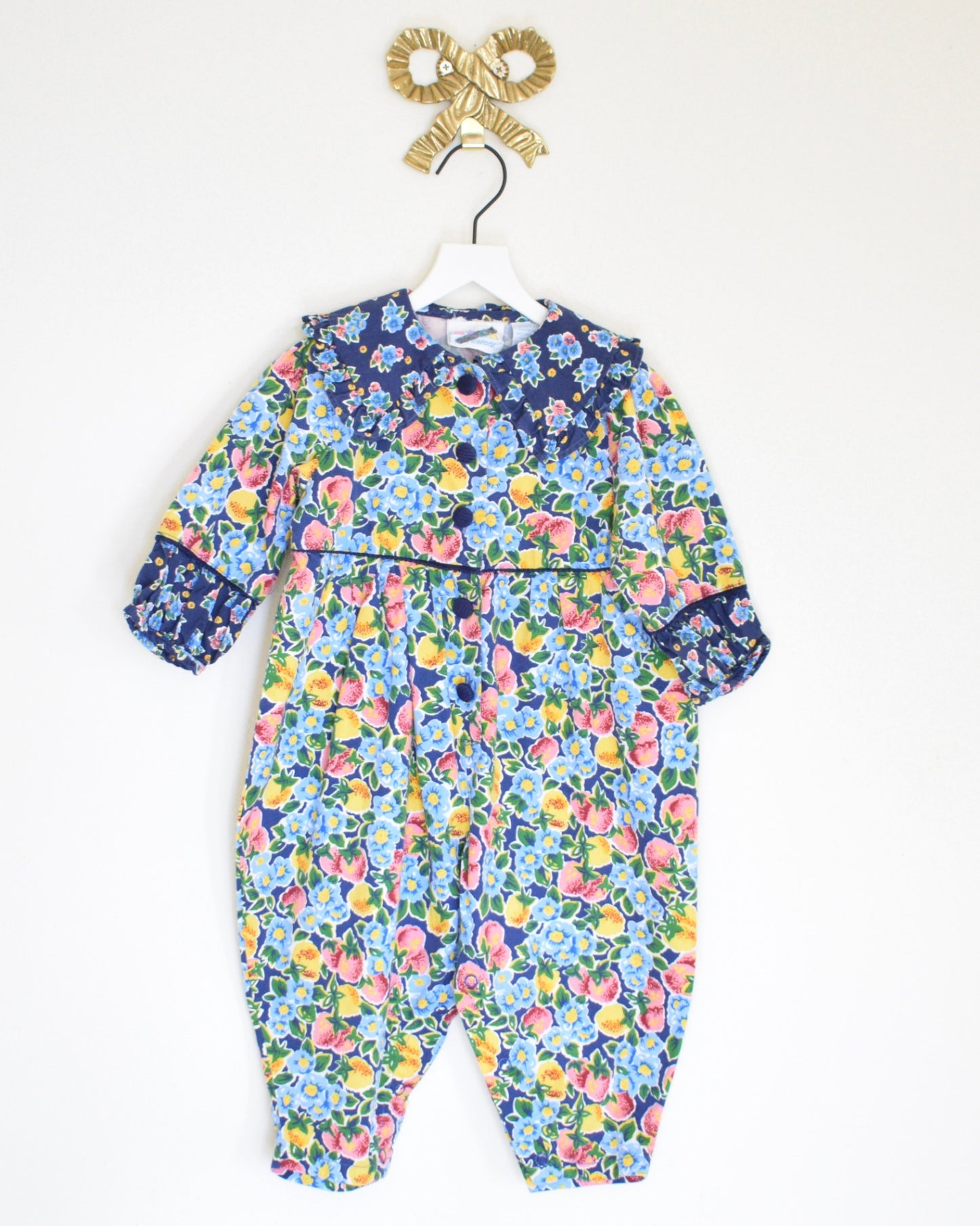 vintage strawberry lemon romper / 18 months