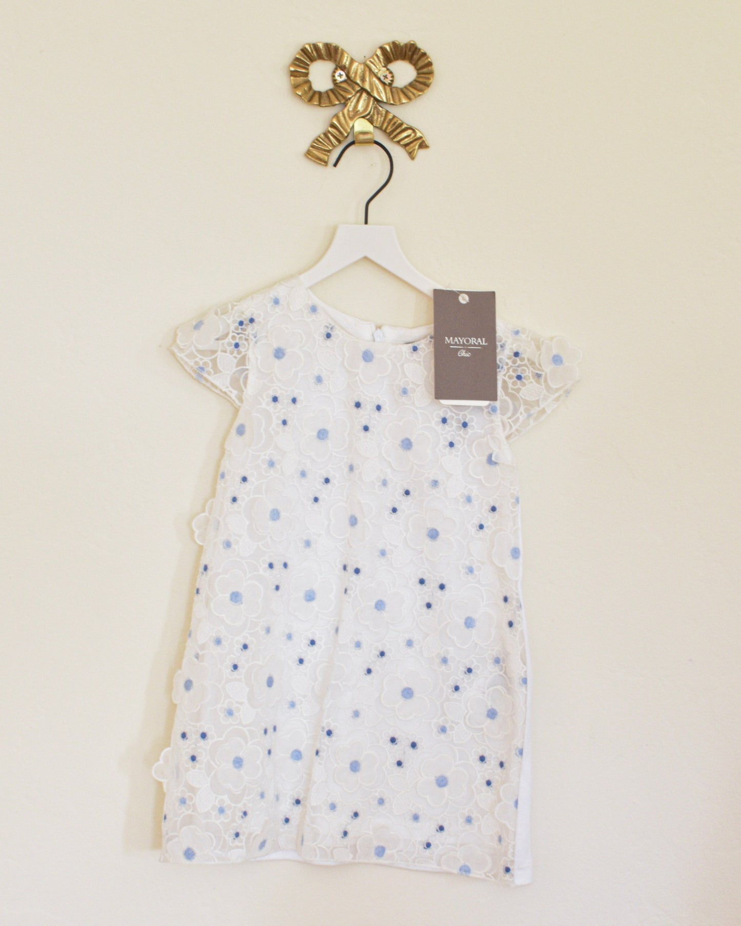 Mayoral Dress 24 months white with blue flowers