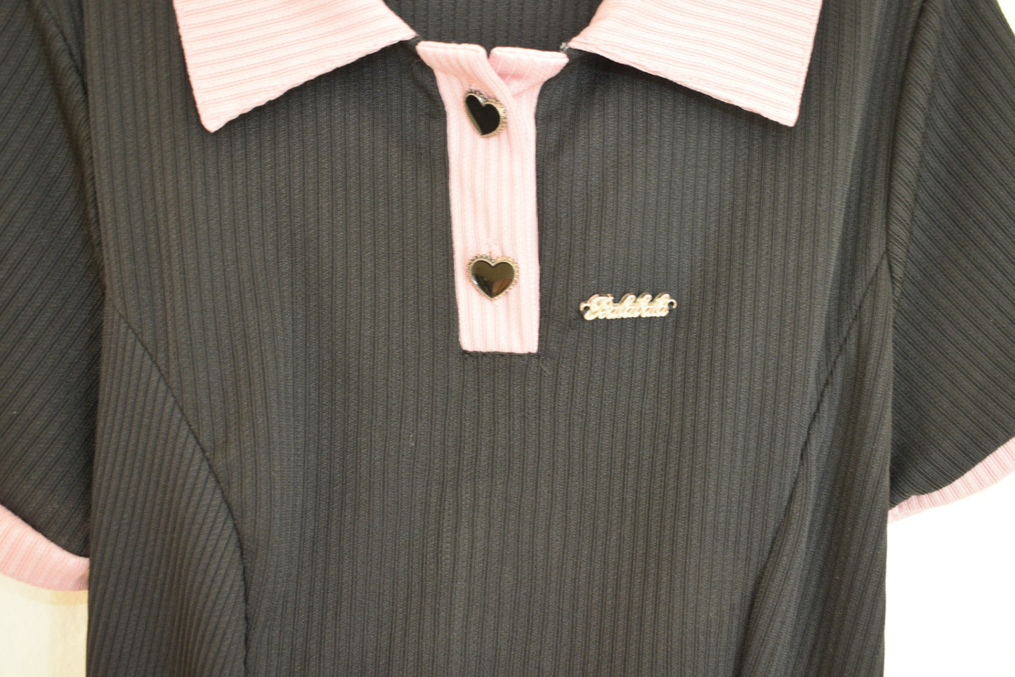 Balabala Pink & Black Hearts Dress / 12 Years