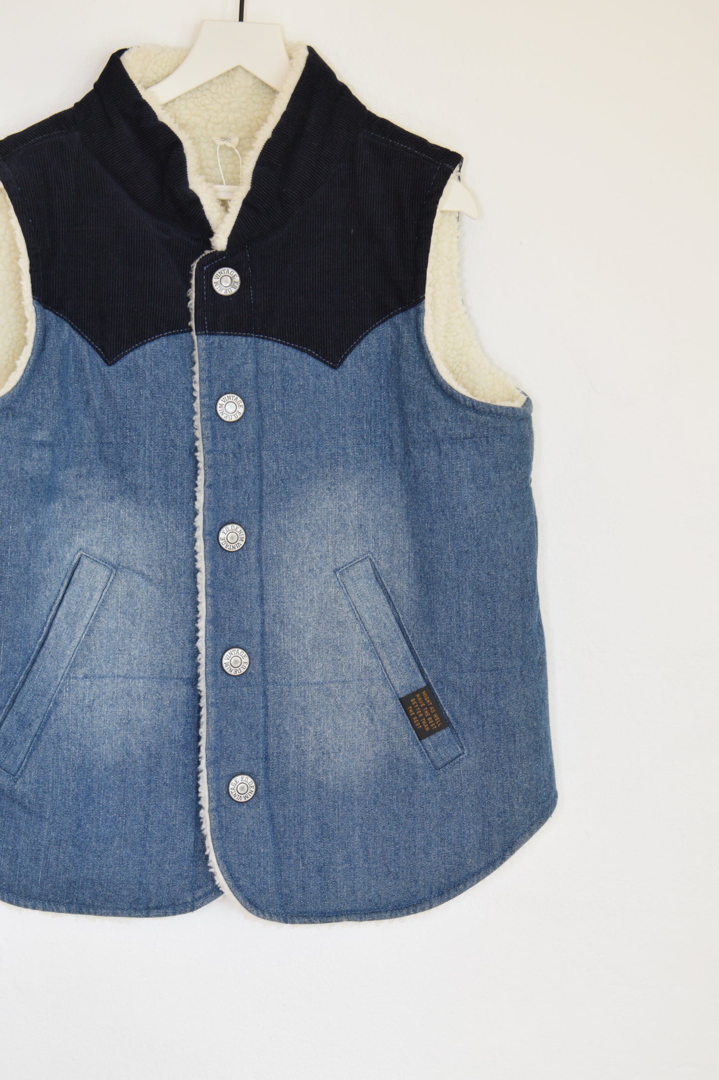 Bit'z Kids Denim Sherpa Lined Puff Vest / 5-6
