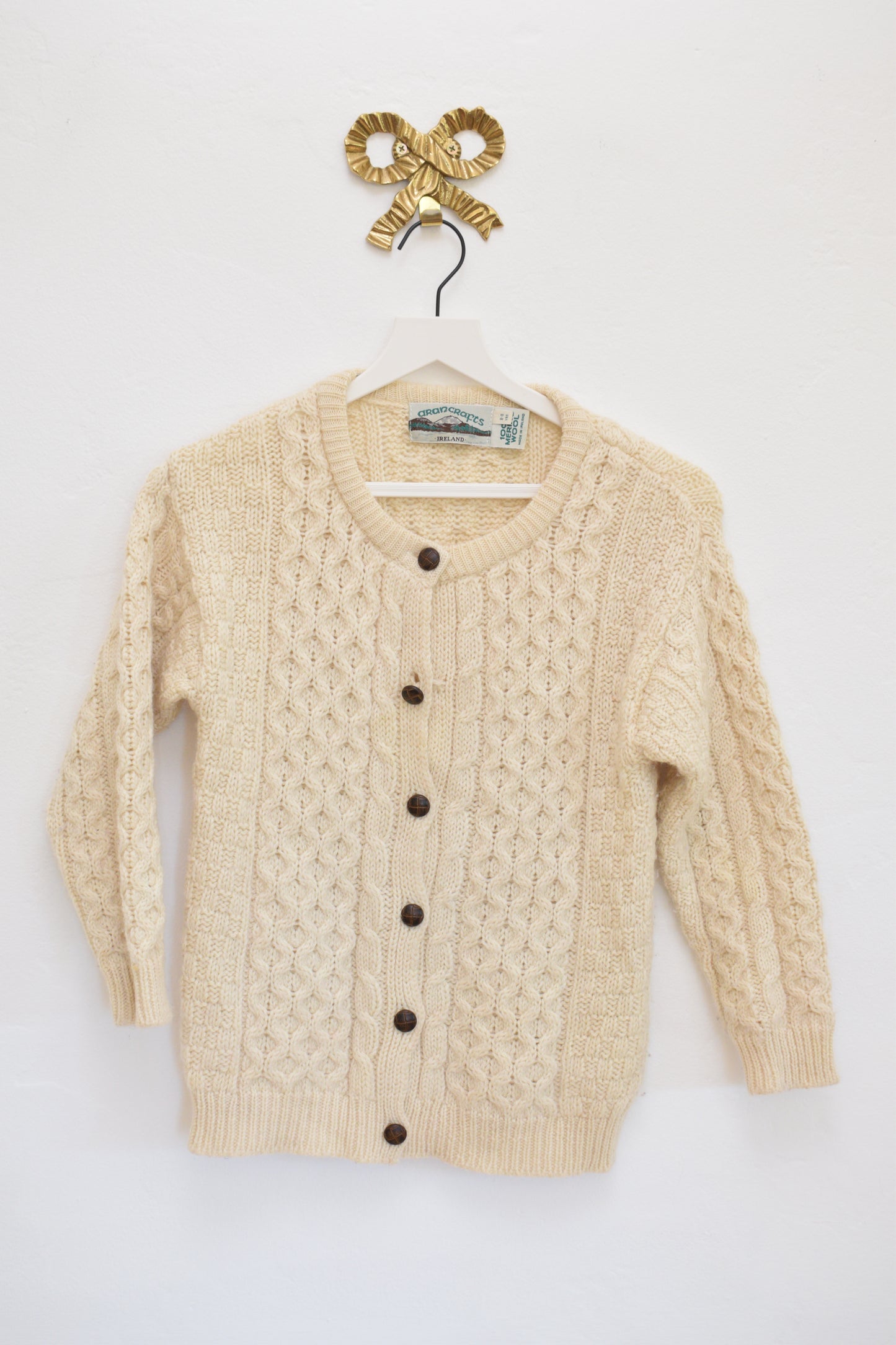 Aran Crafts Cream Cardigan Sweater / 8-11 Years