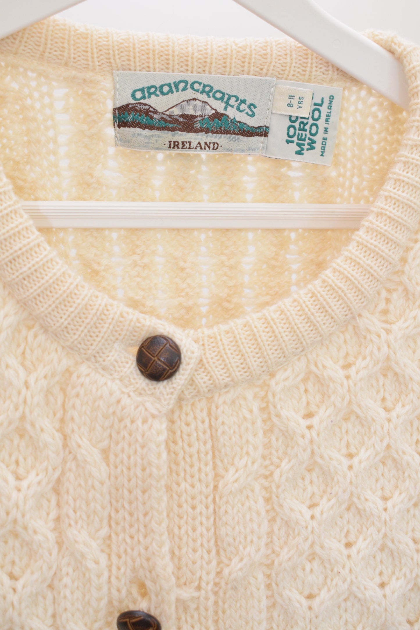 Aran Crafts Cream Cardigan Sweater / 8-11 Years