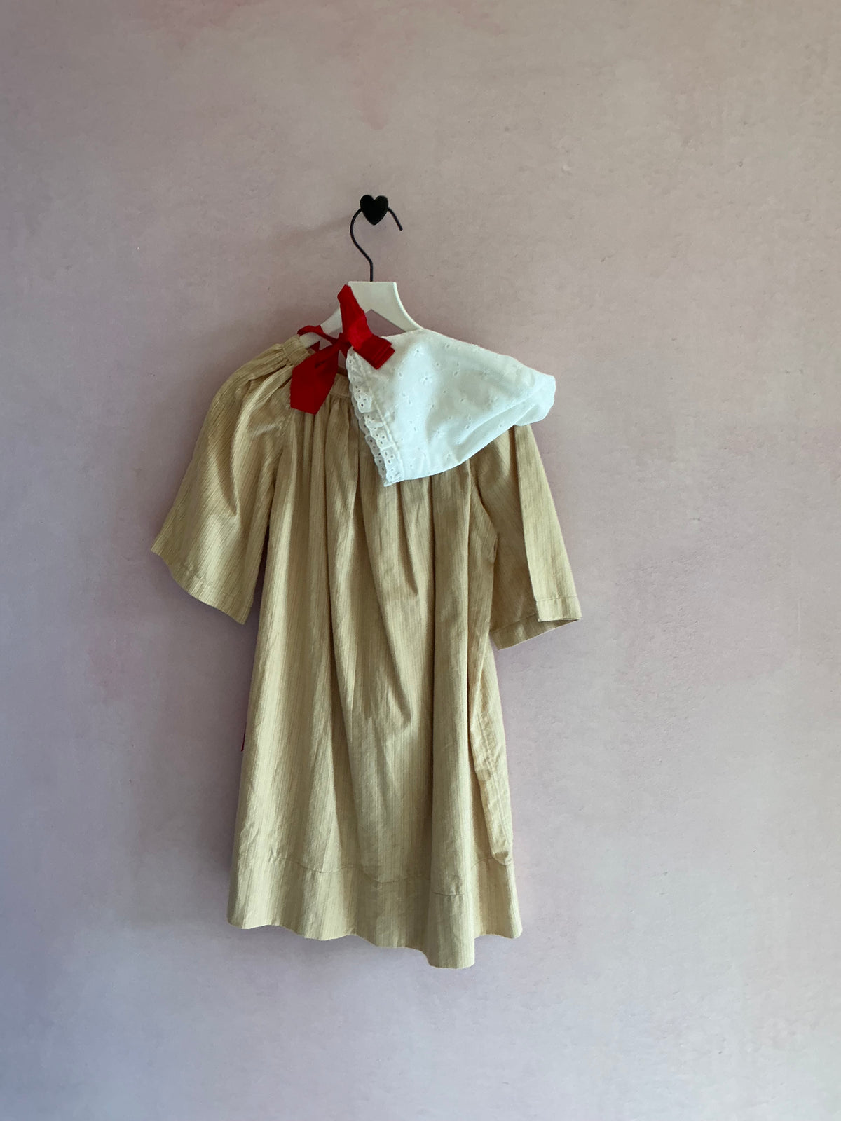 homemade Peach Stripe Bonnet Set Costume / 3-6 years