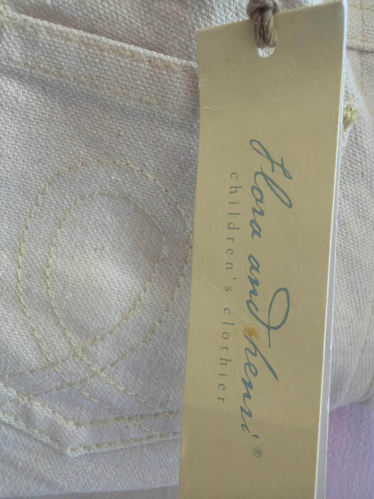 NWTs Flora & Henri Cream Denim Carpenter Pants / 6 months