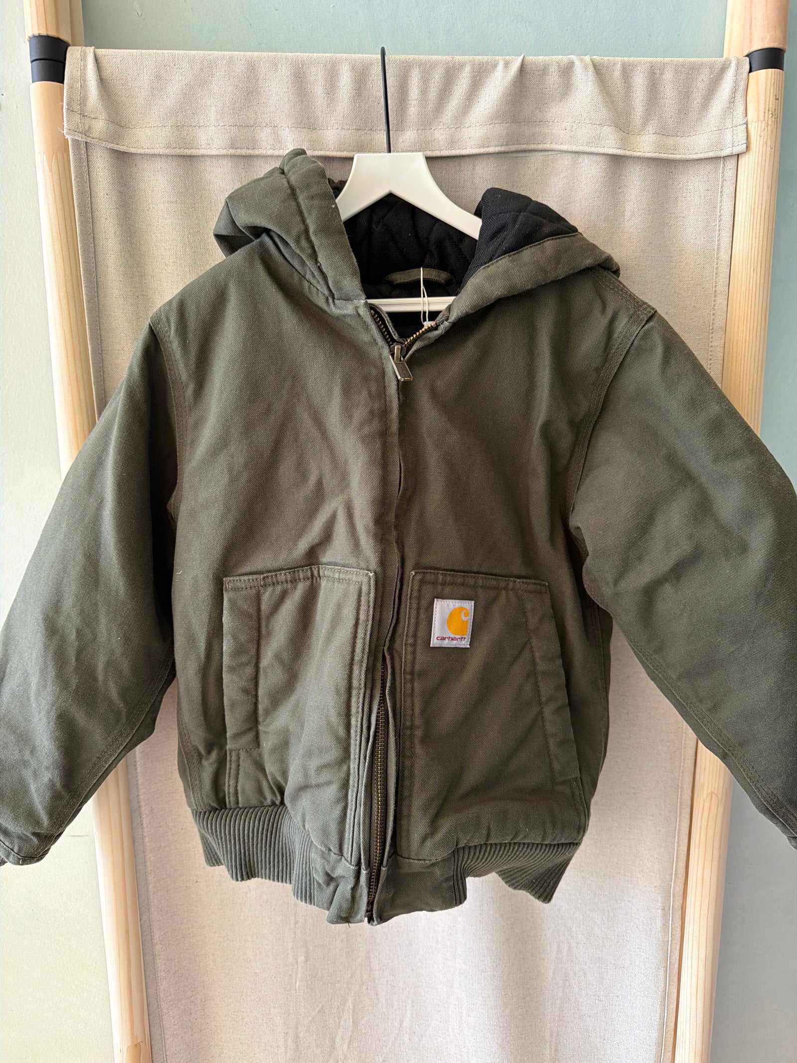 Carhartt Olive Green Canvas Hooded Coat / 6