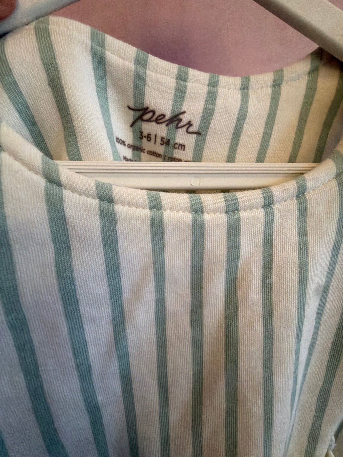 PEHR Mint Stripe Romper / 3-6 months