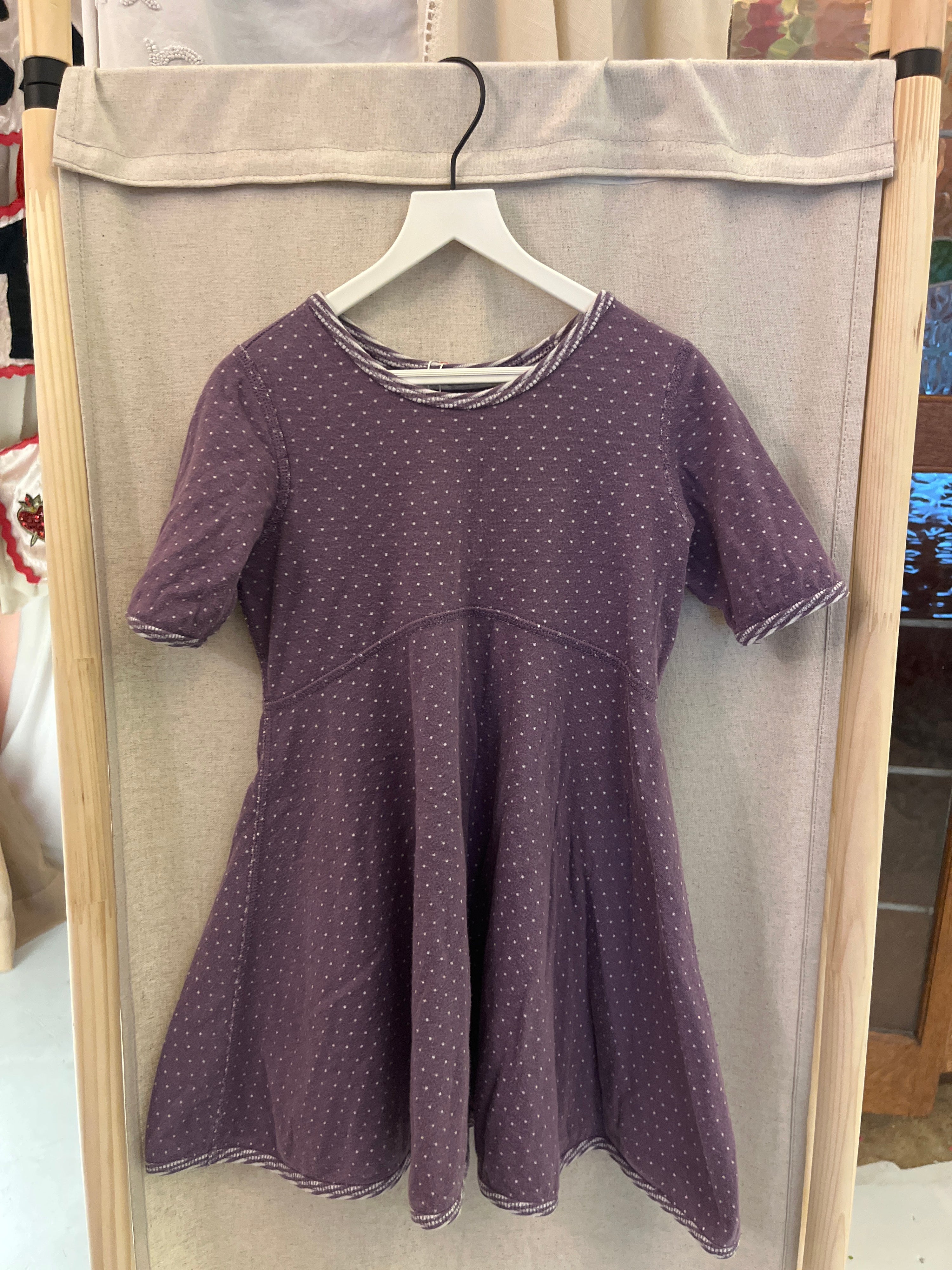 Reversible Purple Stripe Dot Dress / 4-5 years
