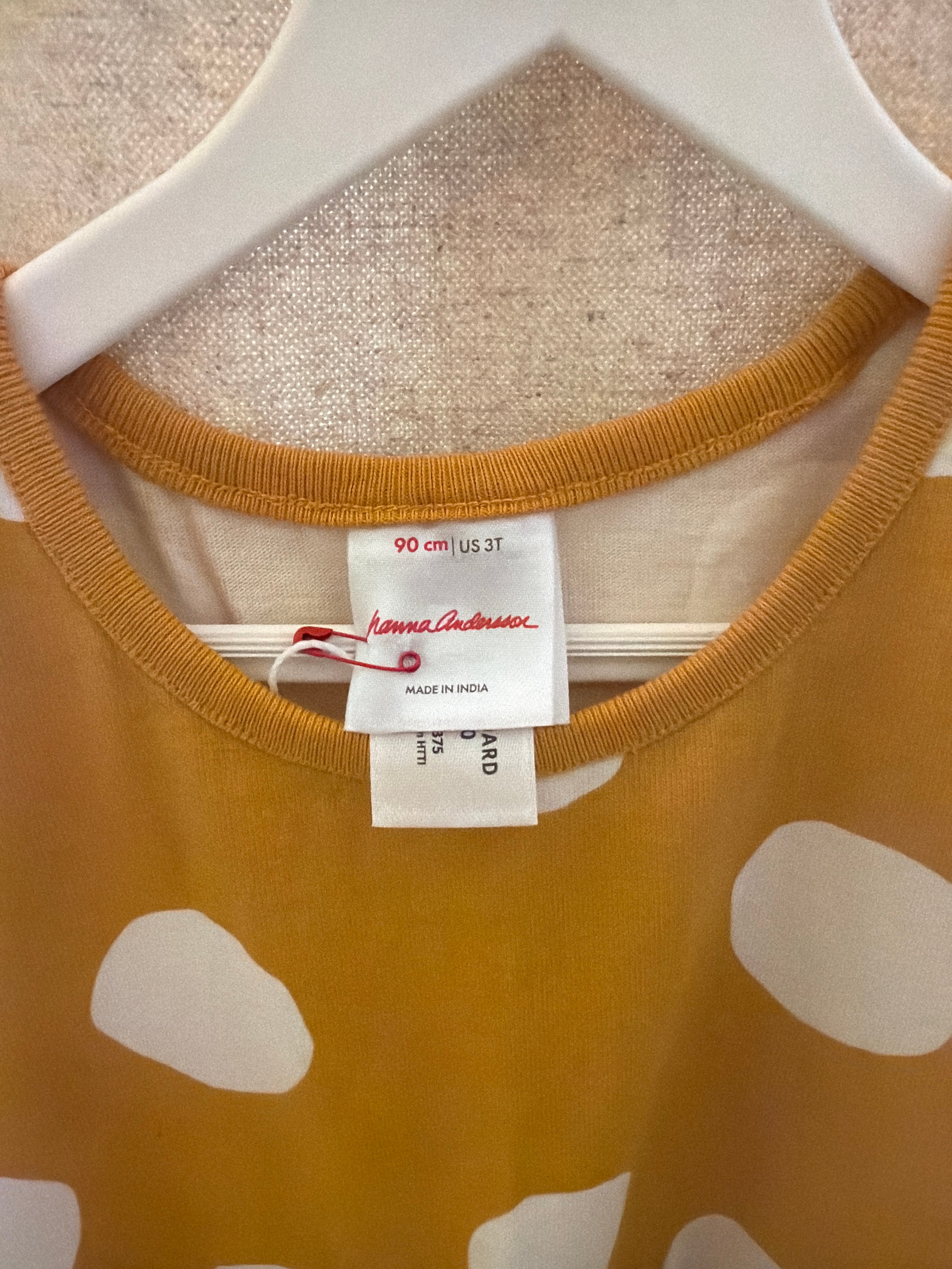 Hanna Andersson Mustard yellow with white polka dots Dress / 3T