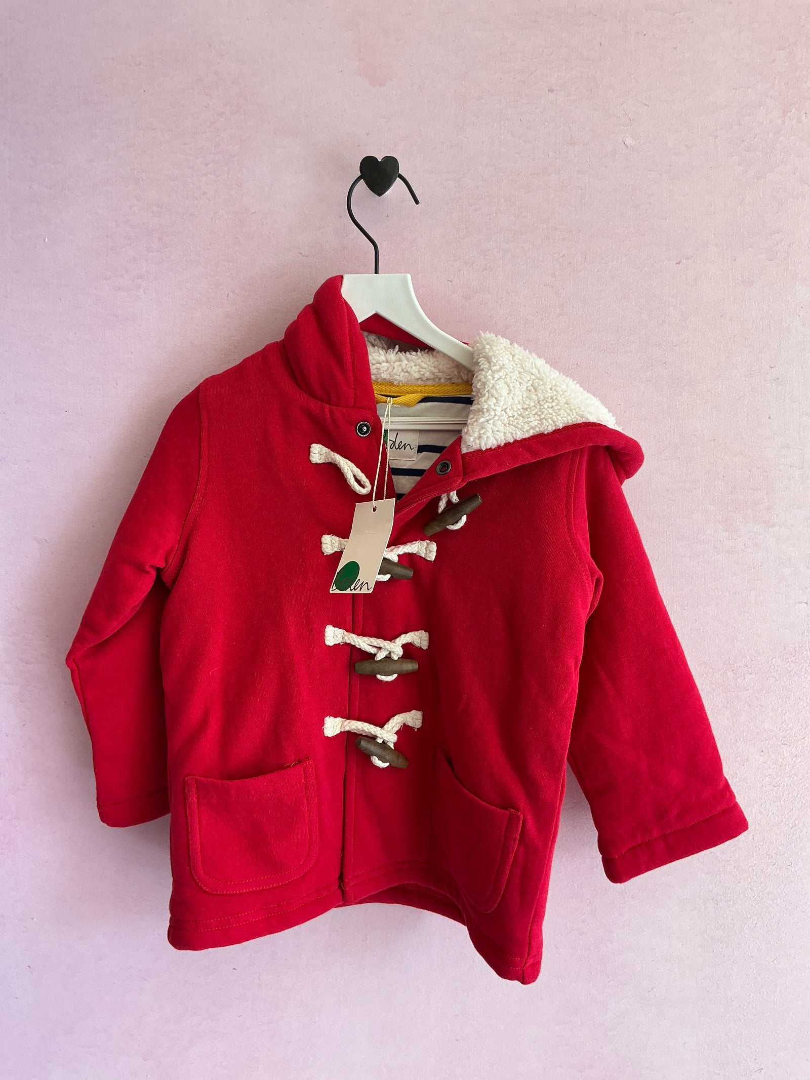 NWTs Mini Boden Red Toggle Coat / 18-24 months