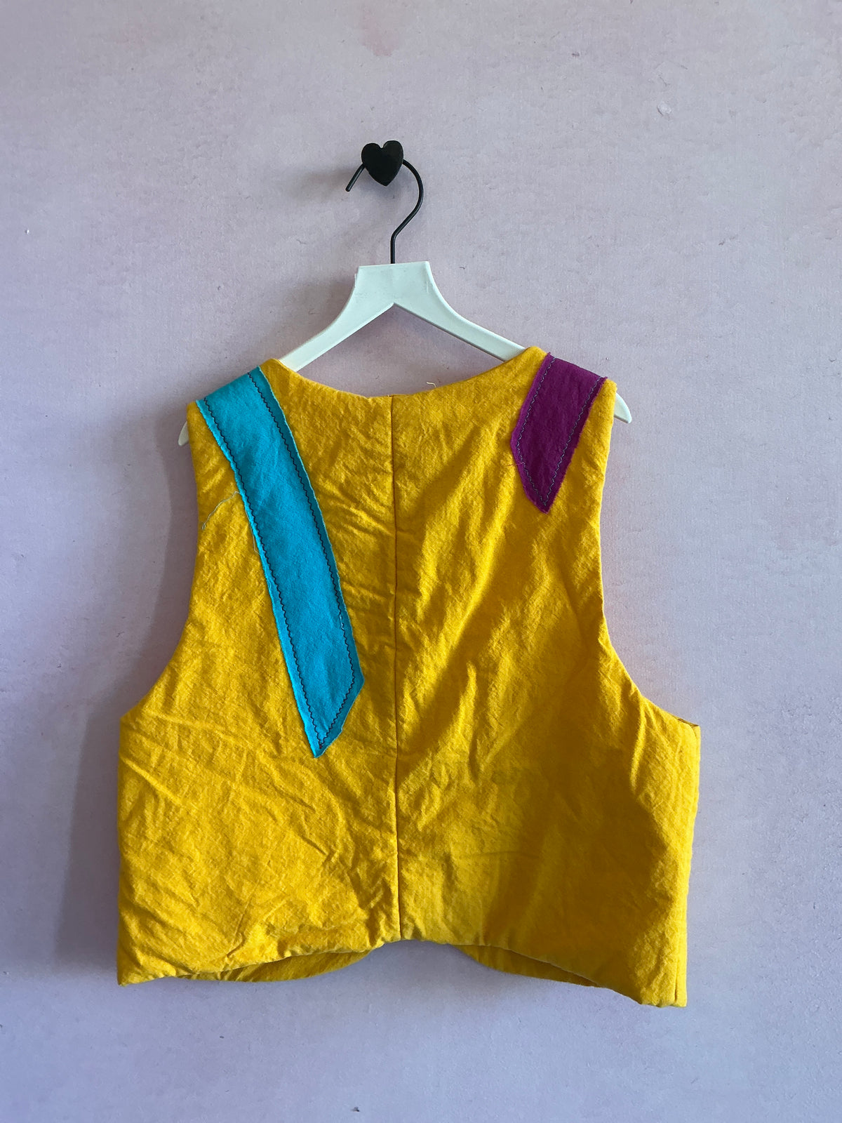 vintage handmade Rainbow Bright Heart vest / Youth Large