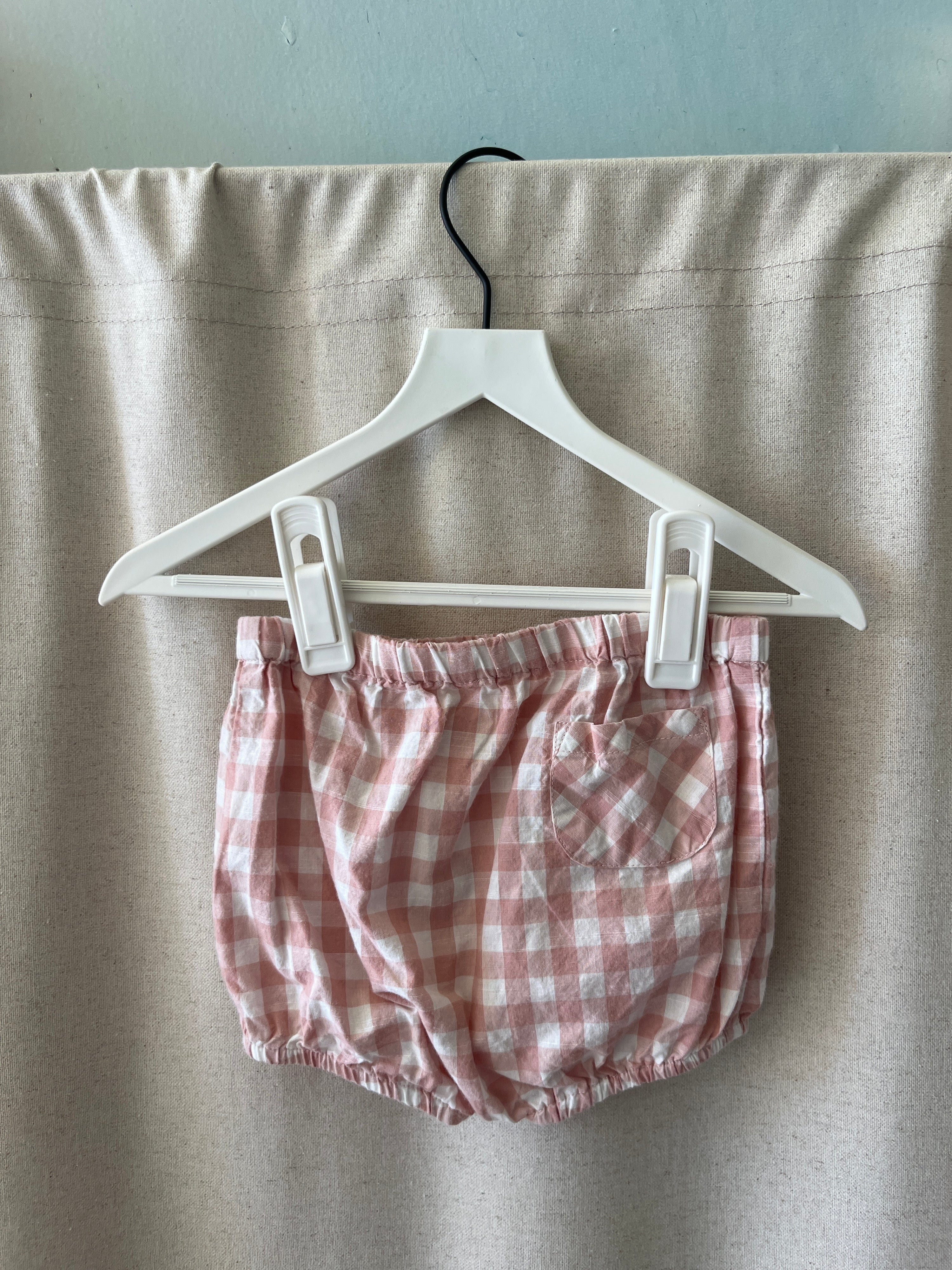 Pehr pink white gingham bloomers / 3-6 months