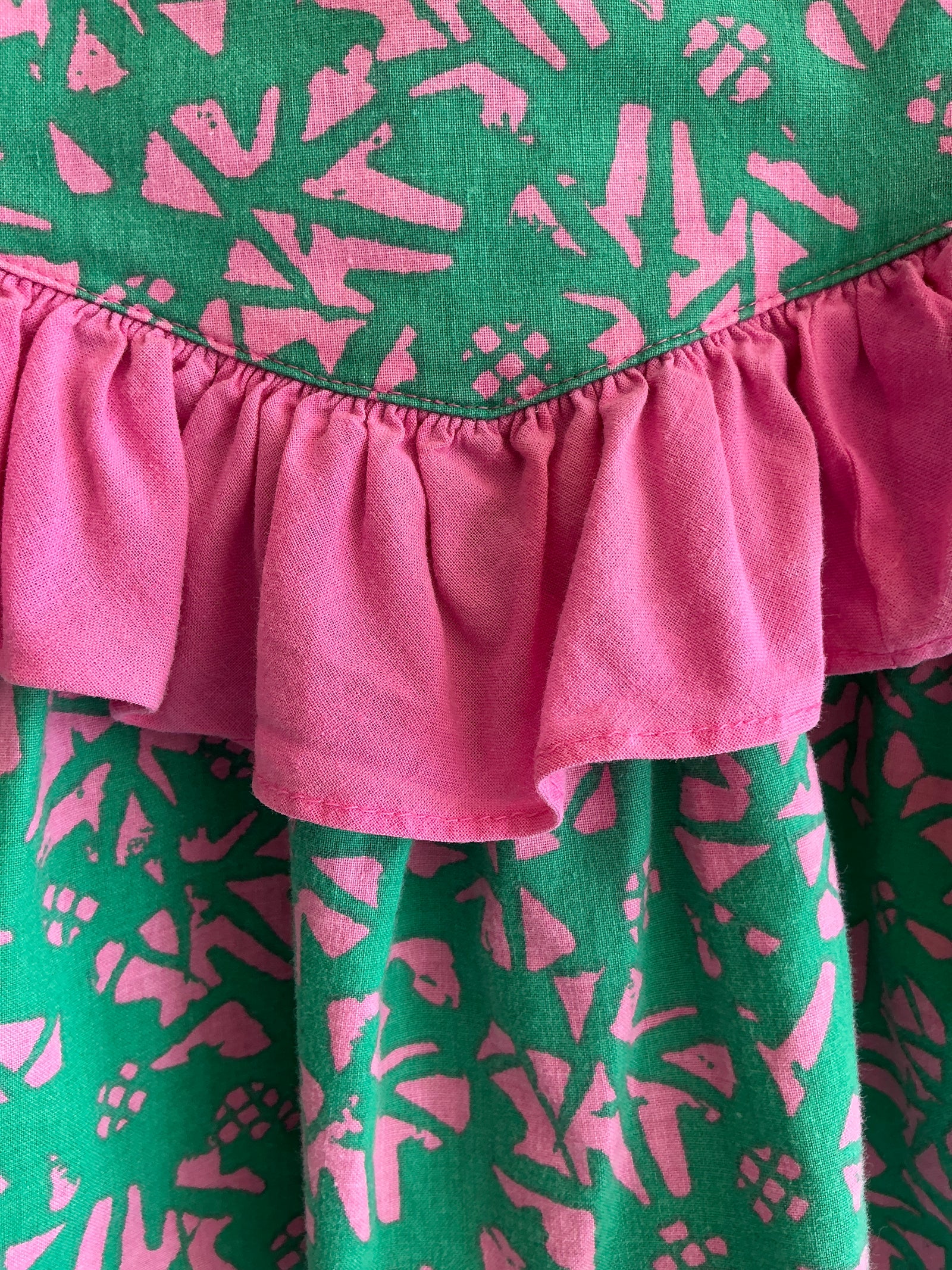 vintage lively green pink peplum Dress / 2-3 Years