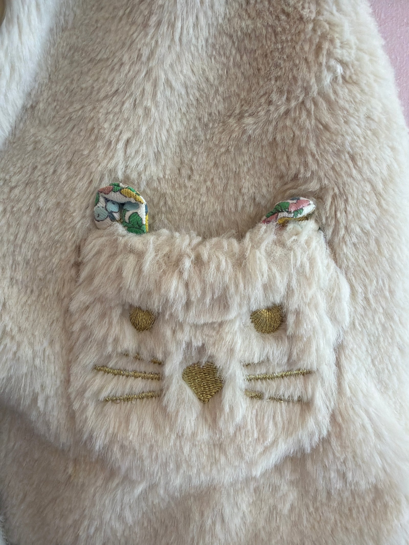 Mini Boden Cream Cat Fluff Vest / 2-3 Years