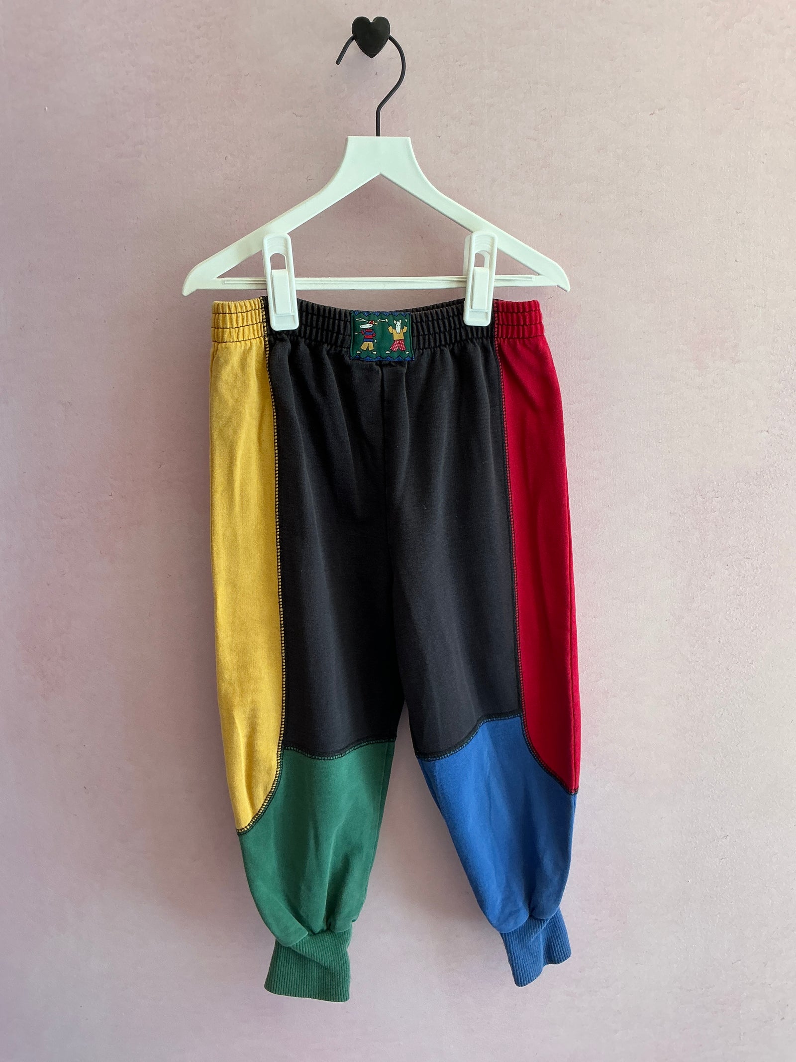 vintage gymboree 100% cotton black bright color block sweatpants / 5-6