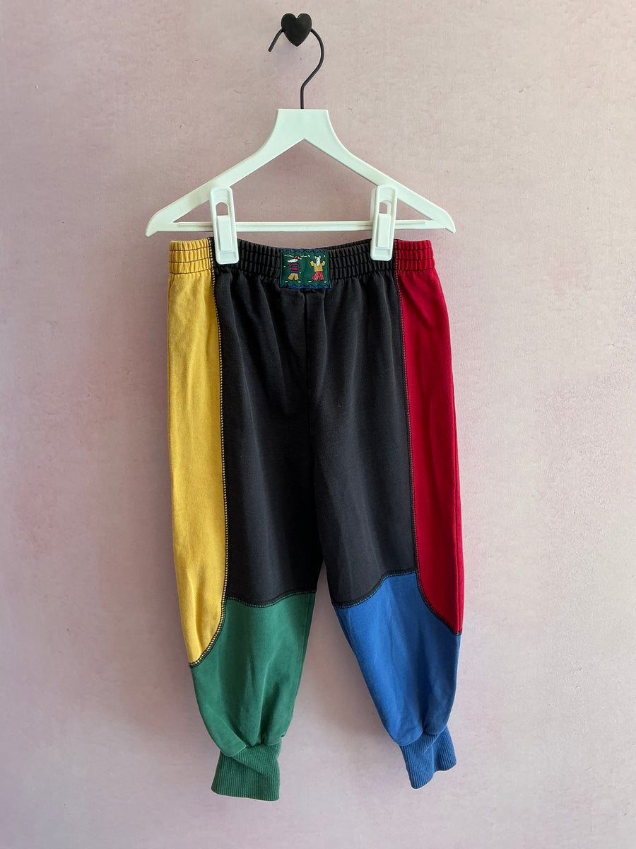 vintage gymboree 100% cotton black bright color block sweatpants / 5-6