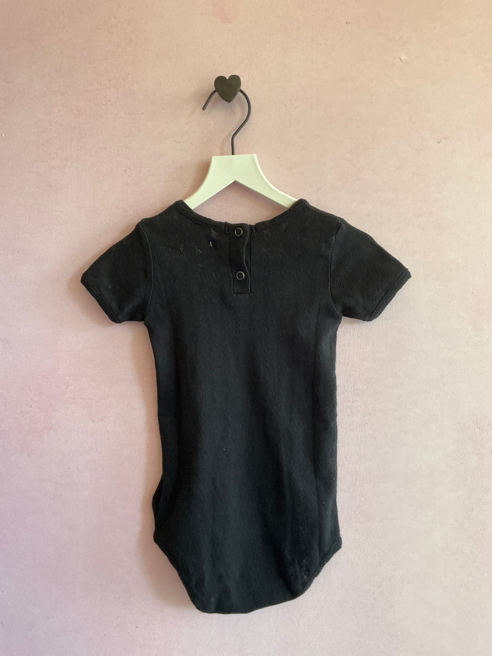 Wolf & Rita Black Pointelle Bodysuit / 18 months