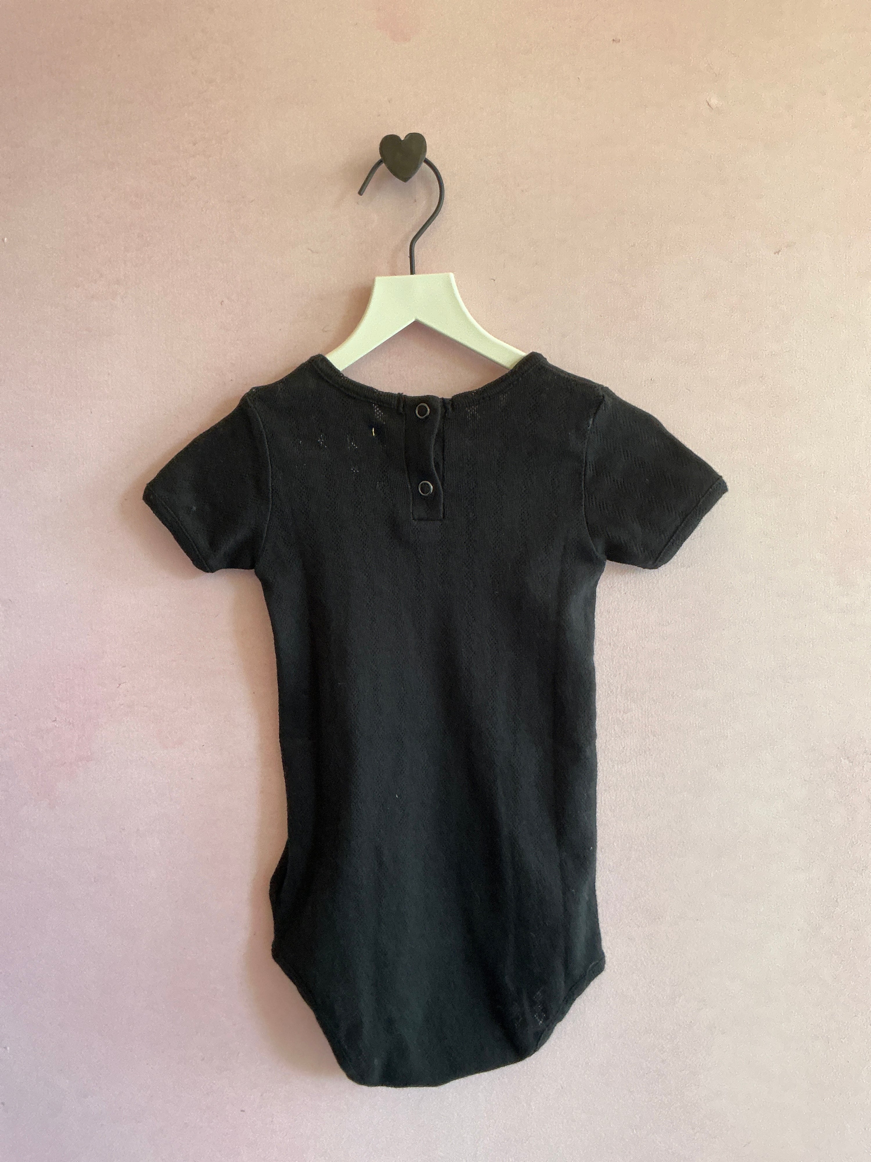 Wolf & Rita Black Pointelle Bodysuit / 18 months
