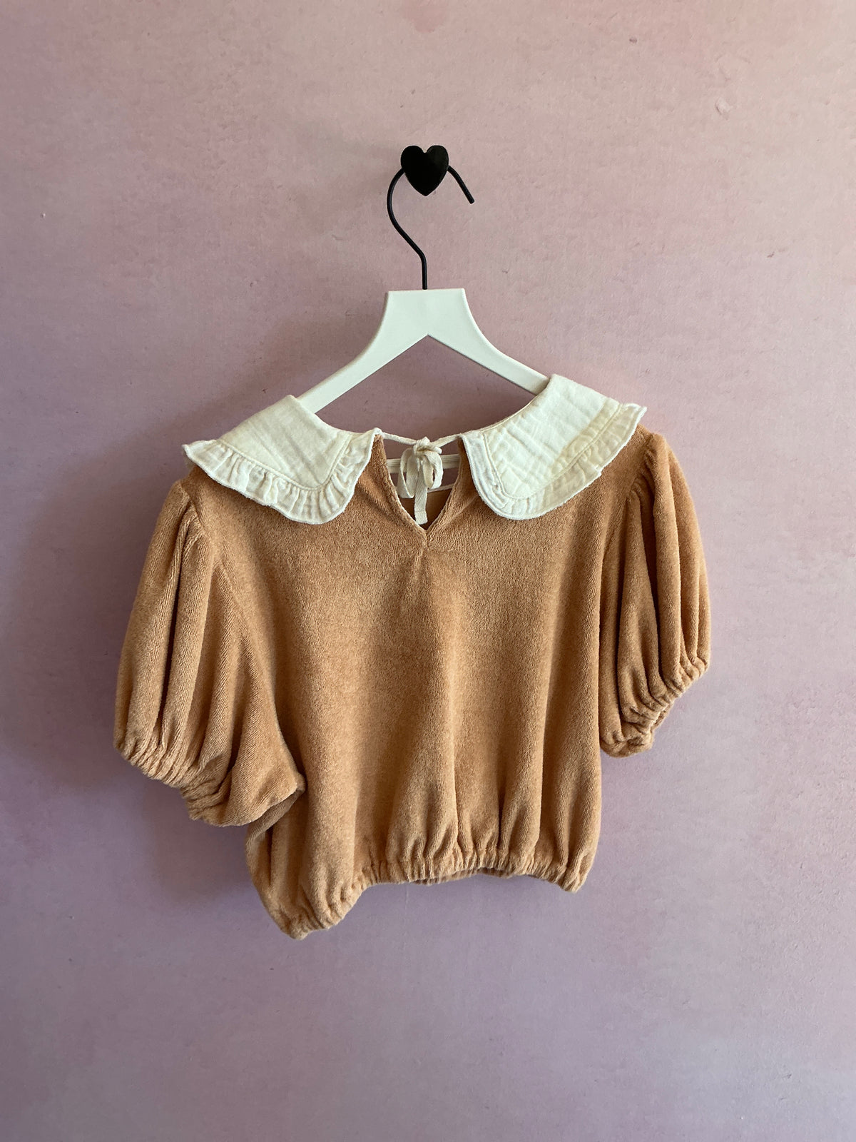 Liilu Rust Terry White Bib Collar Blouse / 5-6