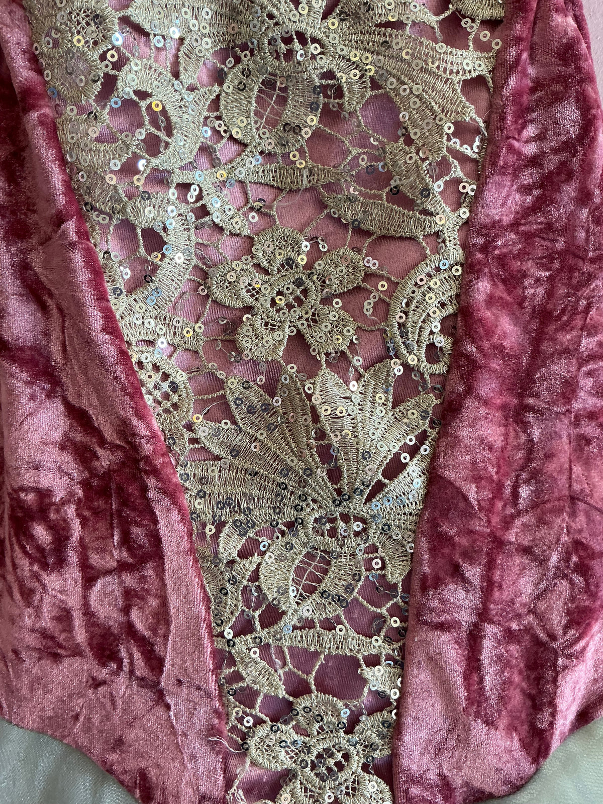 Revolution Dancewear Pink Velvet with Floral Lace Trim Tutu Dress / Child Large