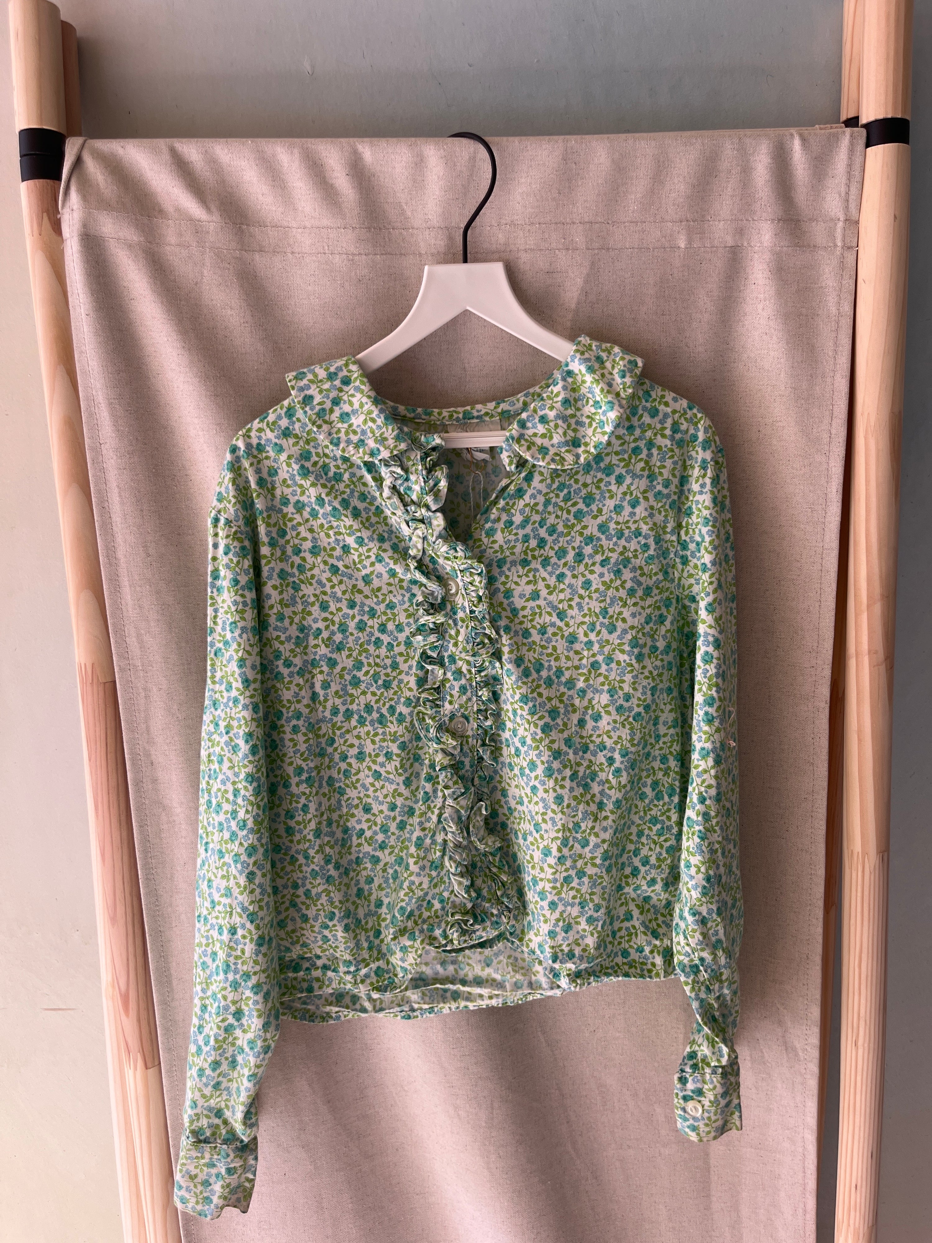 vintage Cinderella Floral Mint Blouse / 7-8 Years