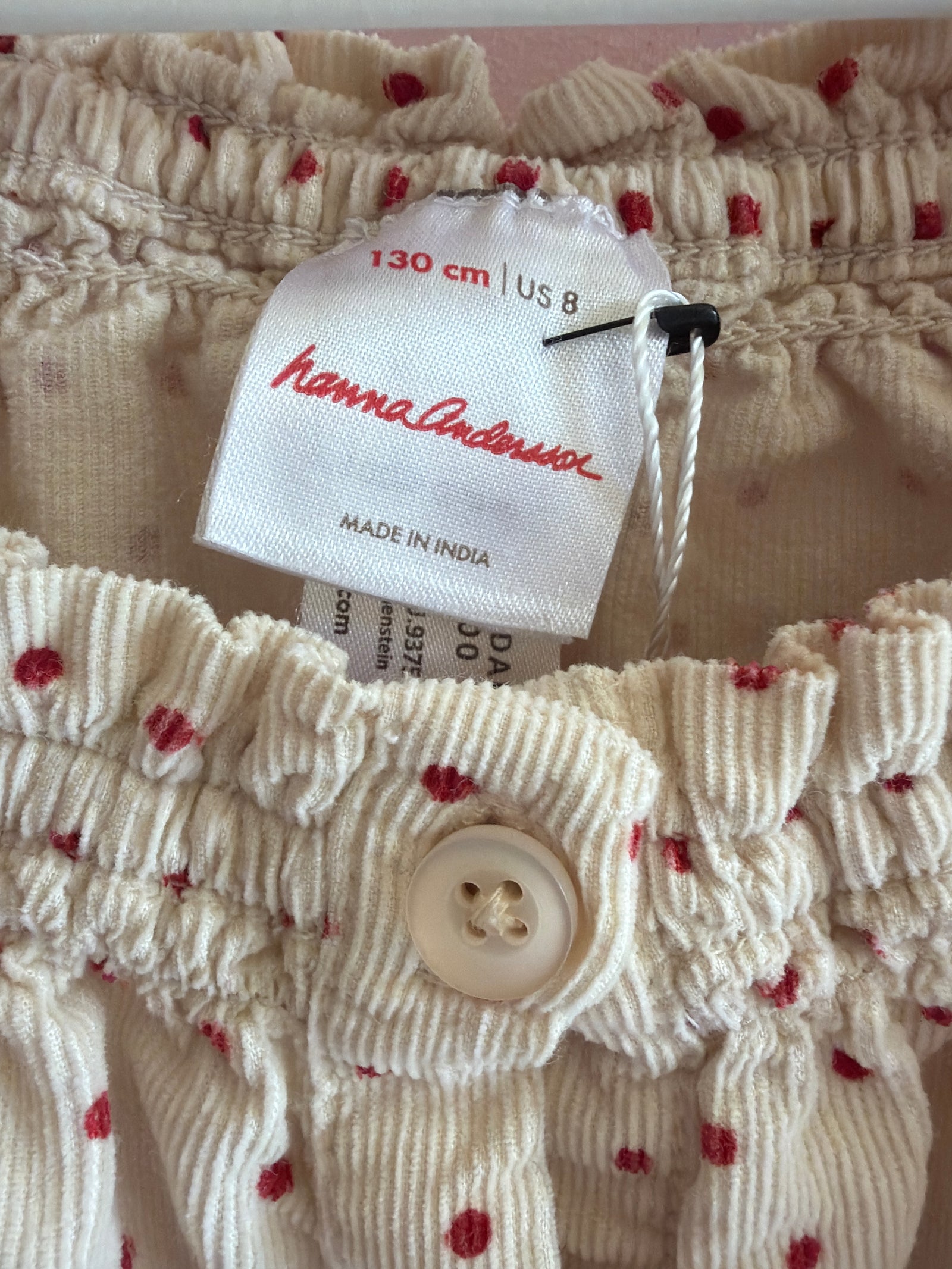 Hanna Andersson Cream with Red Polka Dots Cord Blouse / 8