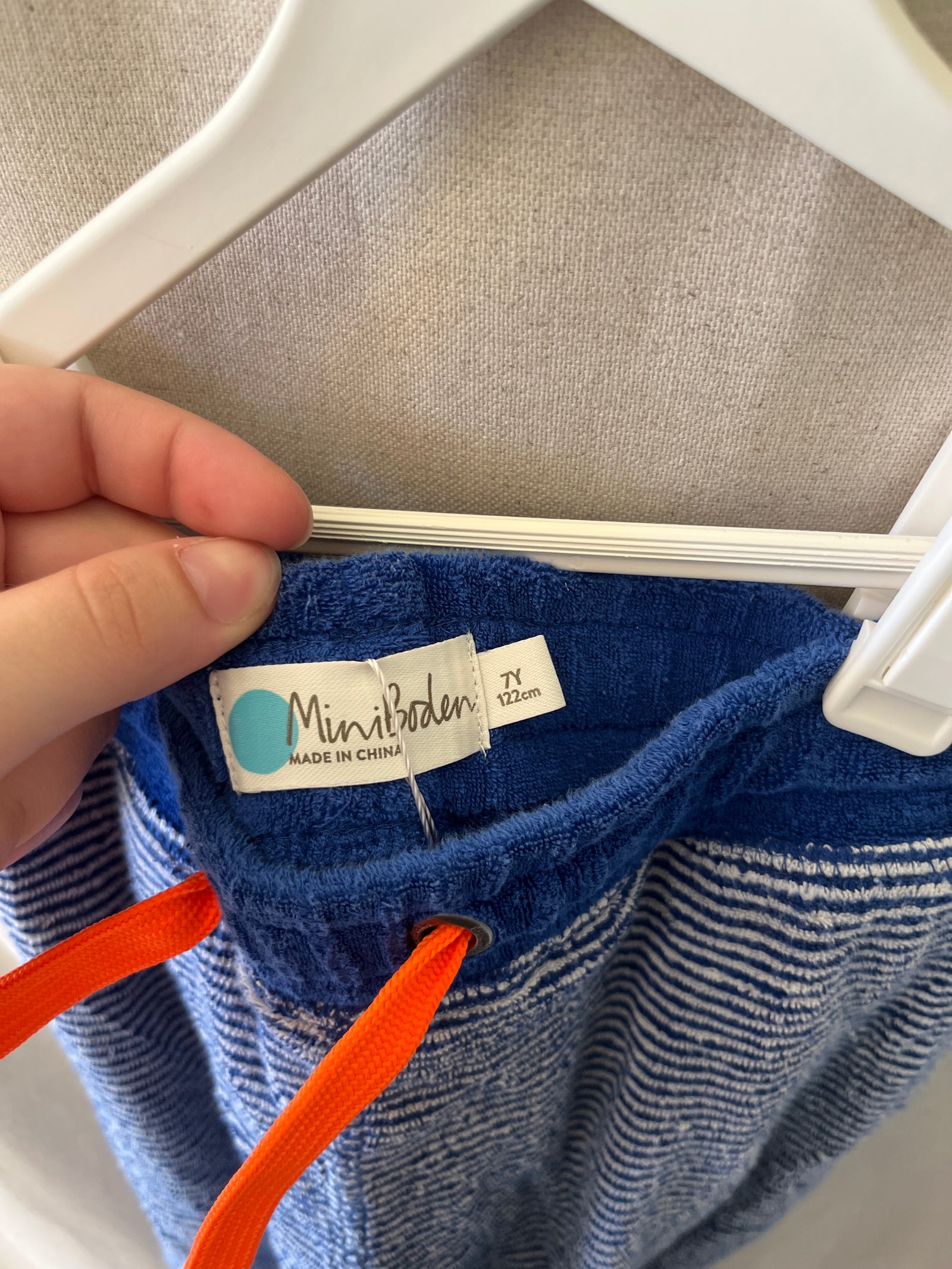Mini Boden Navy and White Striped Terry Pants / 7