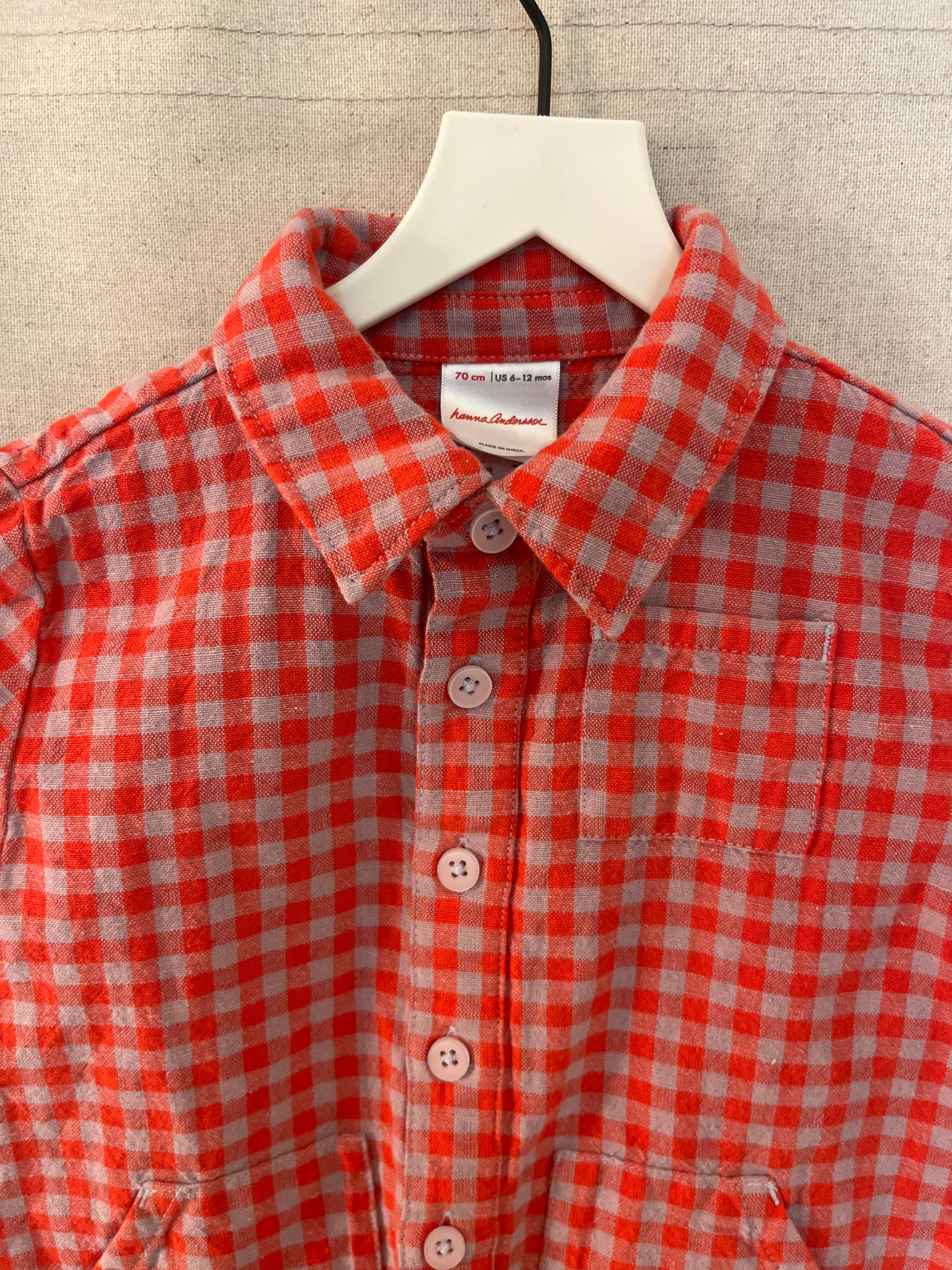 Hanna Andersson Red and white checkered Jumpsuit / 6-12 months