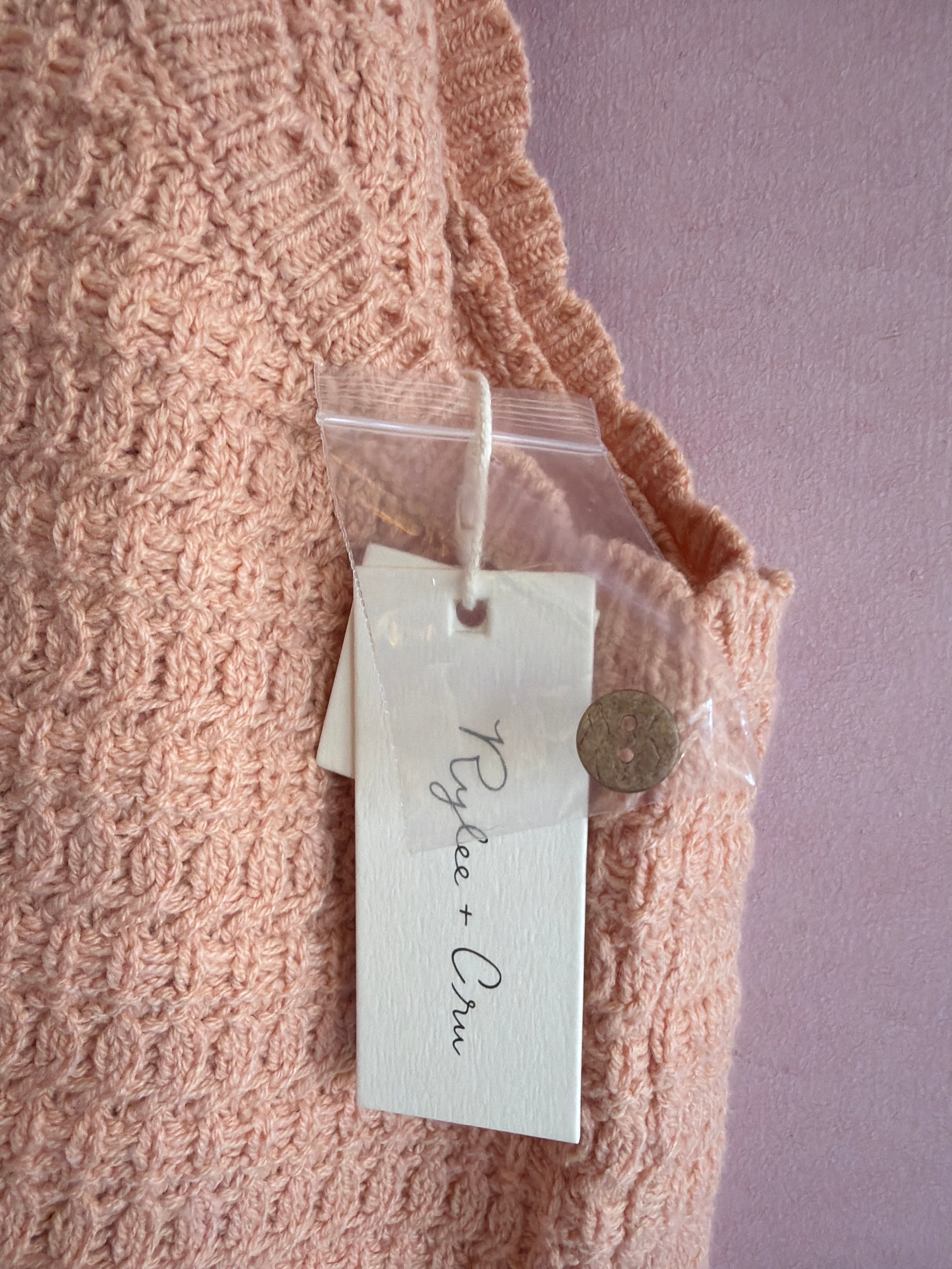 NWTs Rylee + Cru Peach Pink crochet Set / 10-11 years