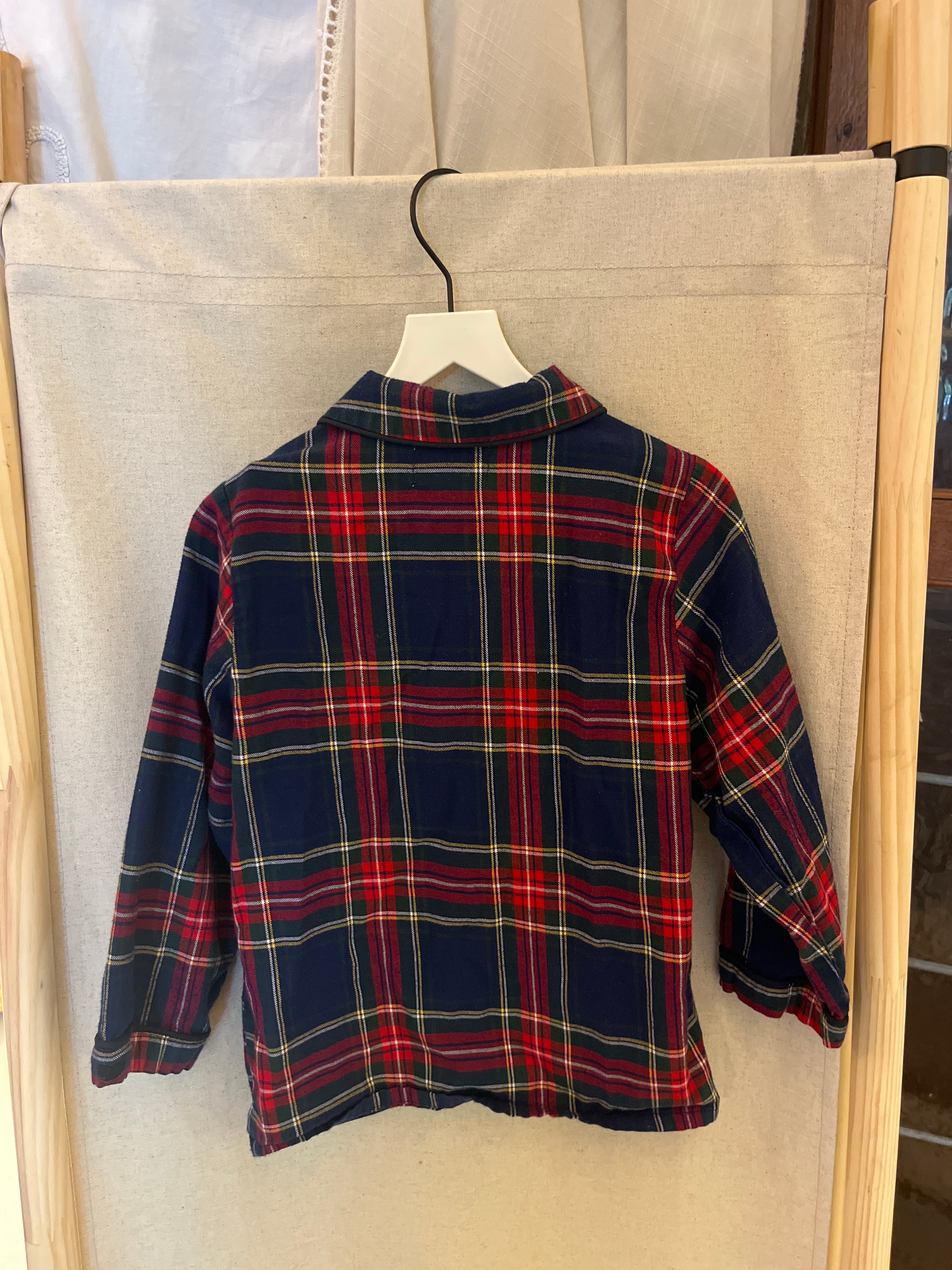 petit plume navy Plaid Pajama Set / 4