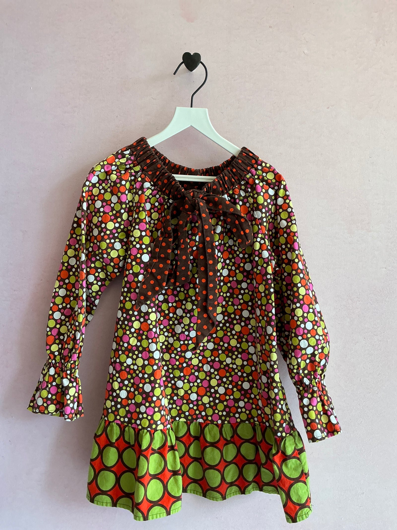 vintage 60s Mod Baxter & Beatrice Brown Bright Dot Dress / 6