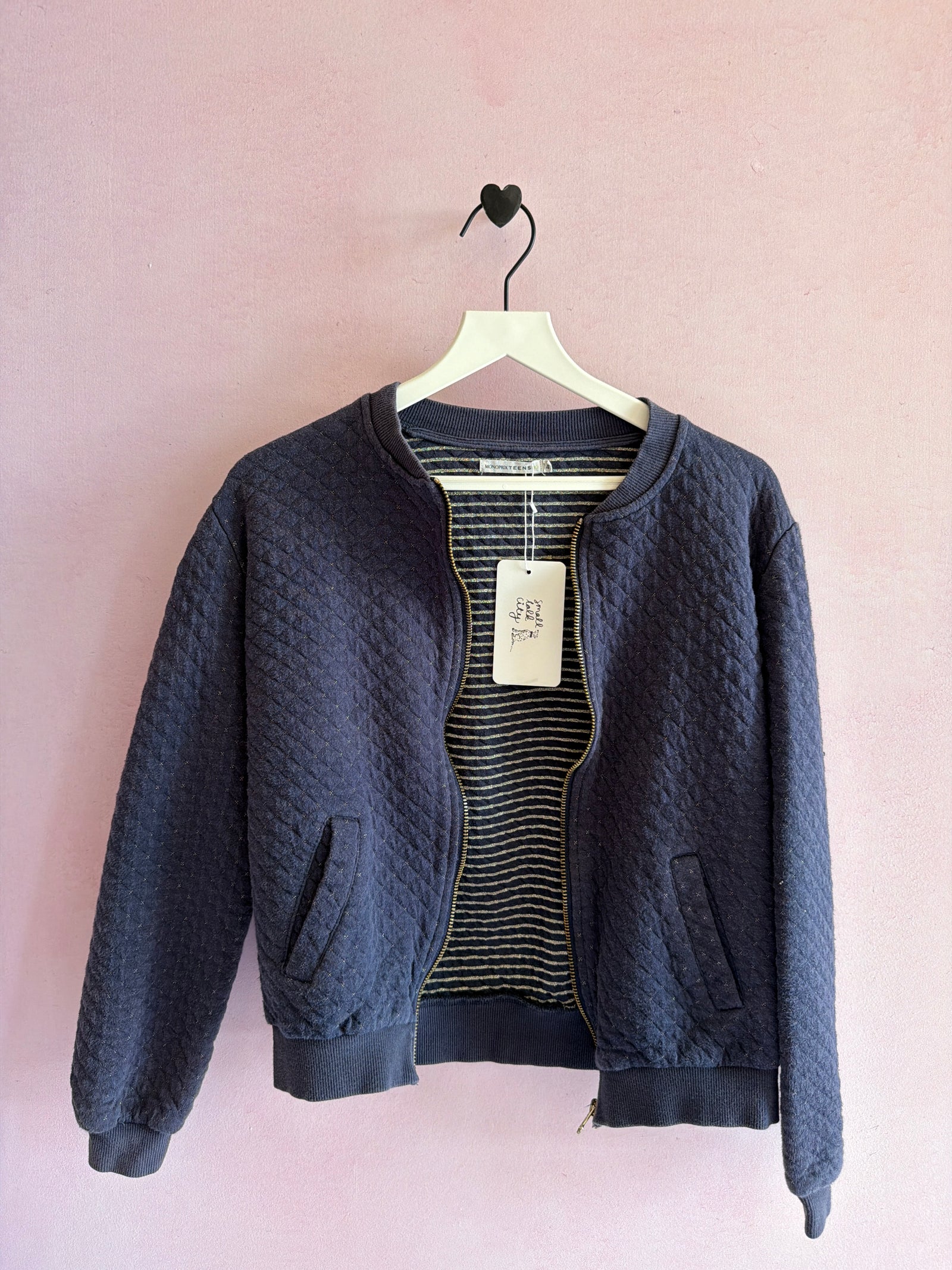 Monoprix Teens Navy Gold Flake Zip Jacket / 10