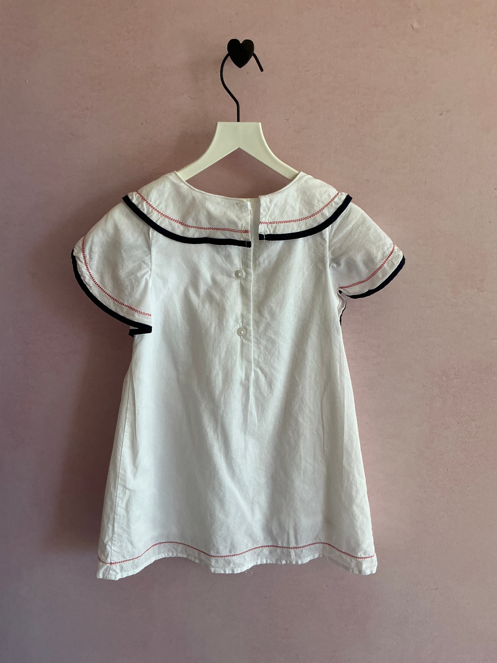 janie and jack White Navy Ruffle Collar Dress / 3