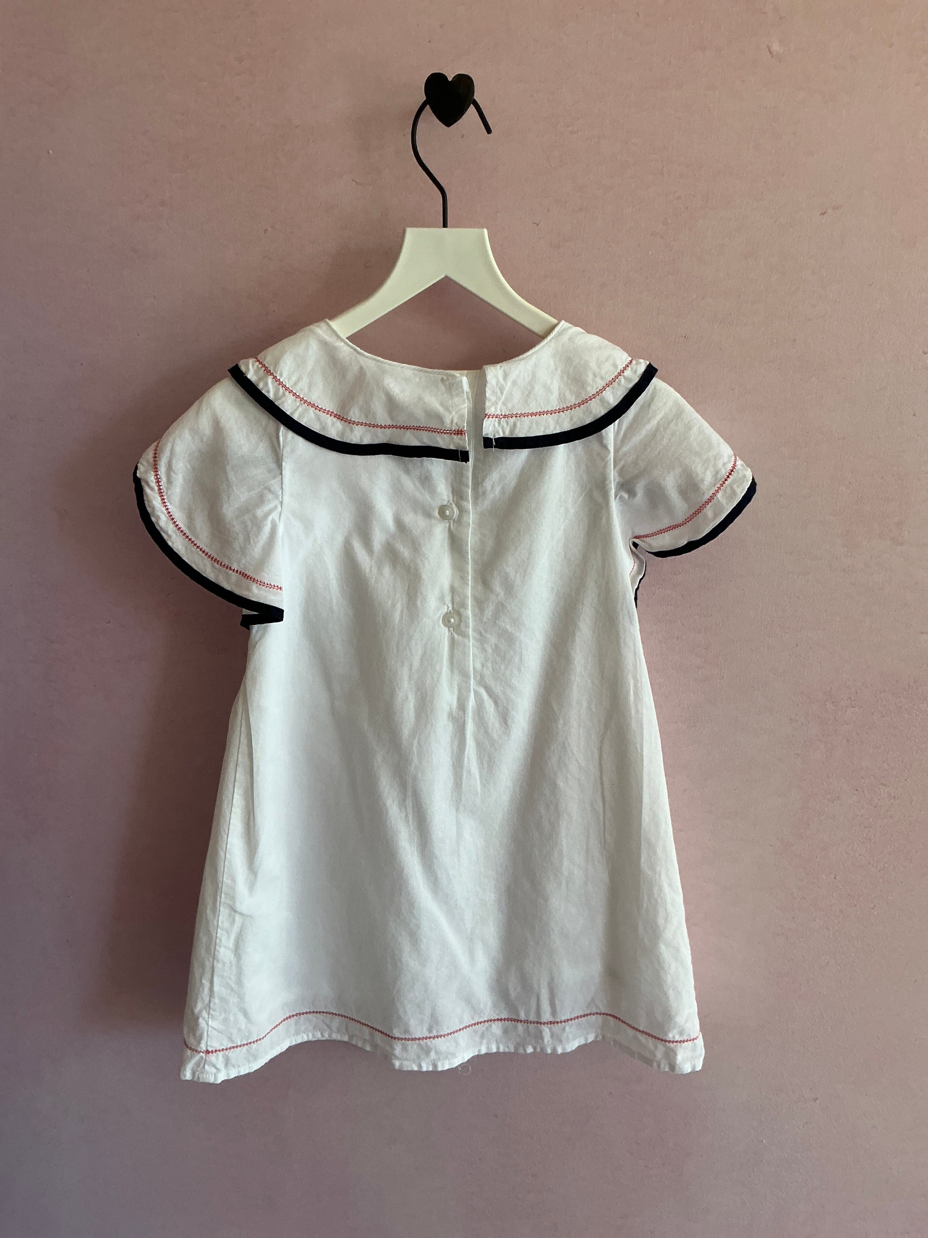 janie and jack White Navy Ruffle Collar Dress / 3