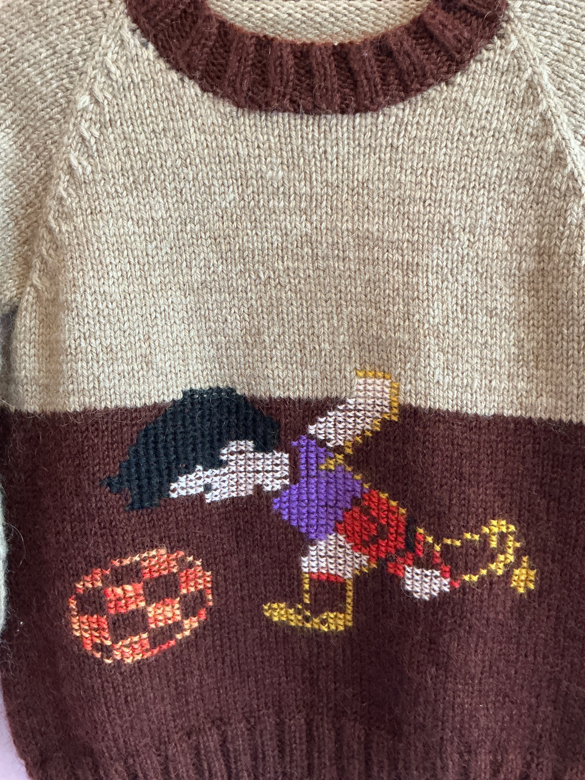 vintage wool cross stitch soccer sweater / 6