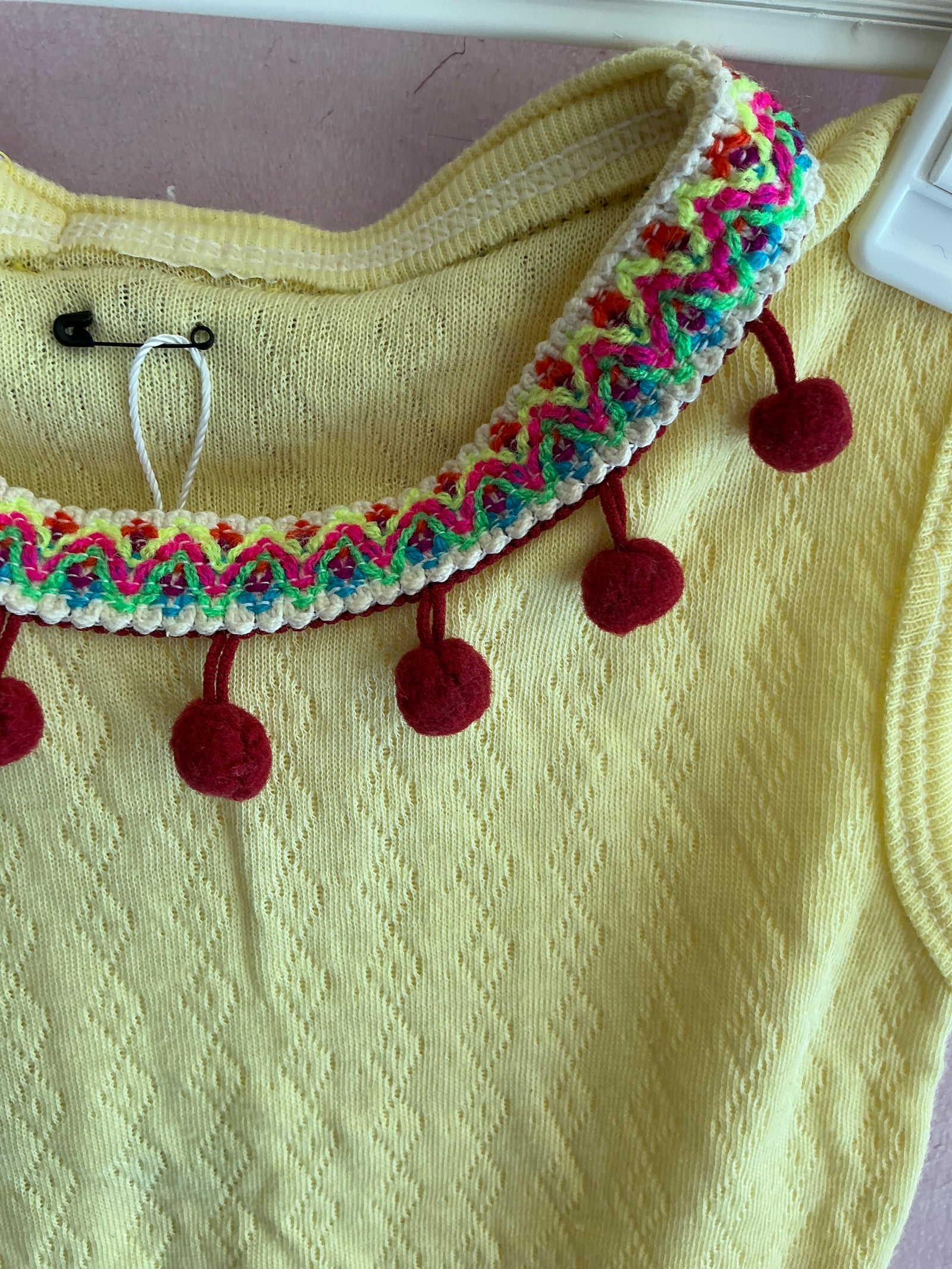 Yellow with Bright Woven Trim Collar Bodysuit / 12 months