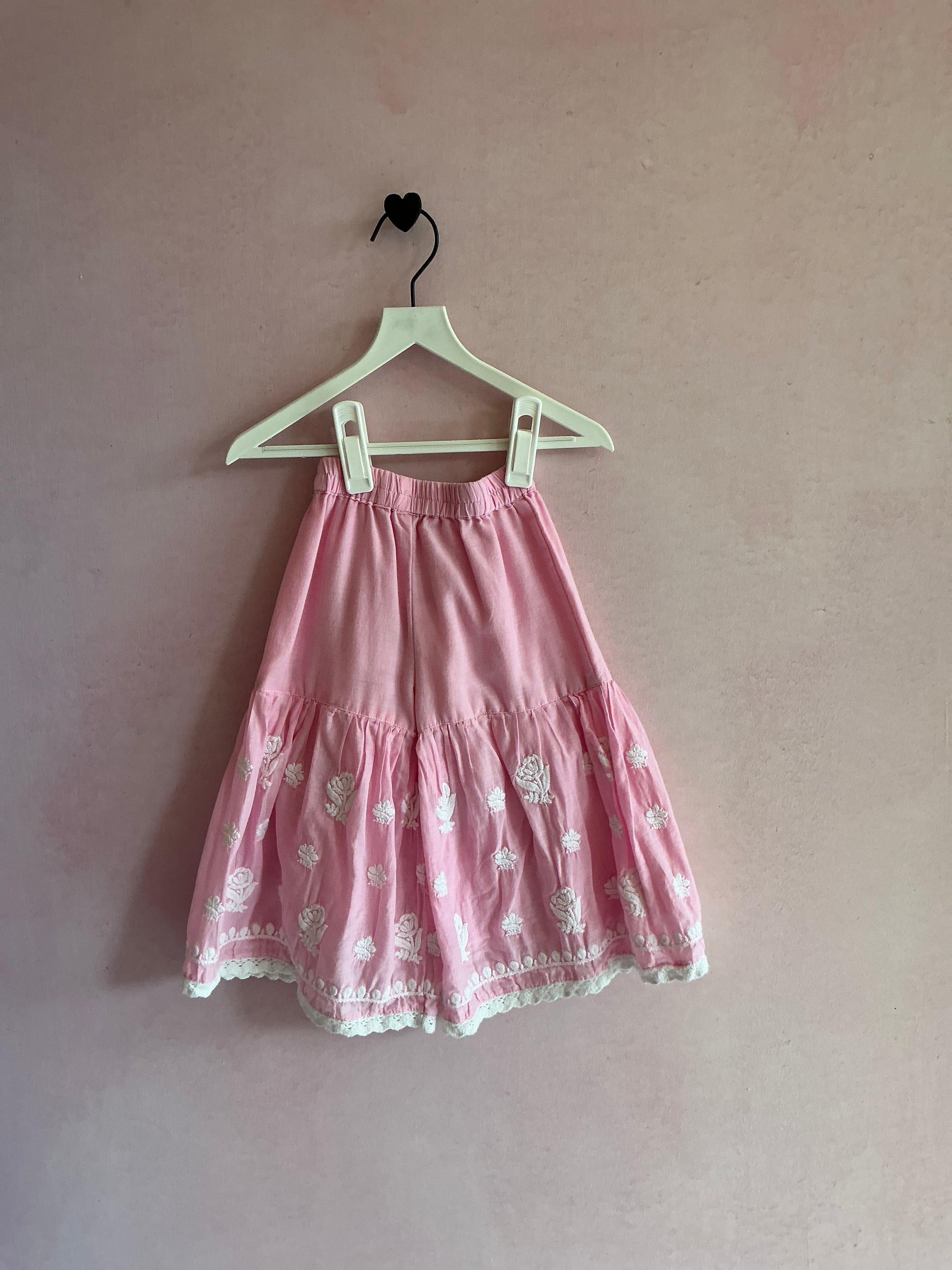Pink Flare Floral Embroidery Pants / 18-24 months