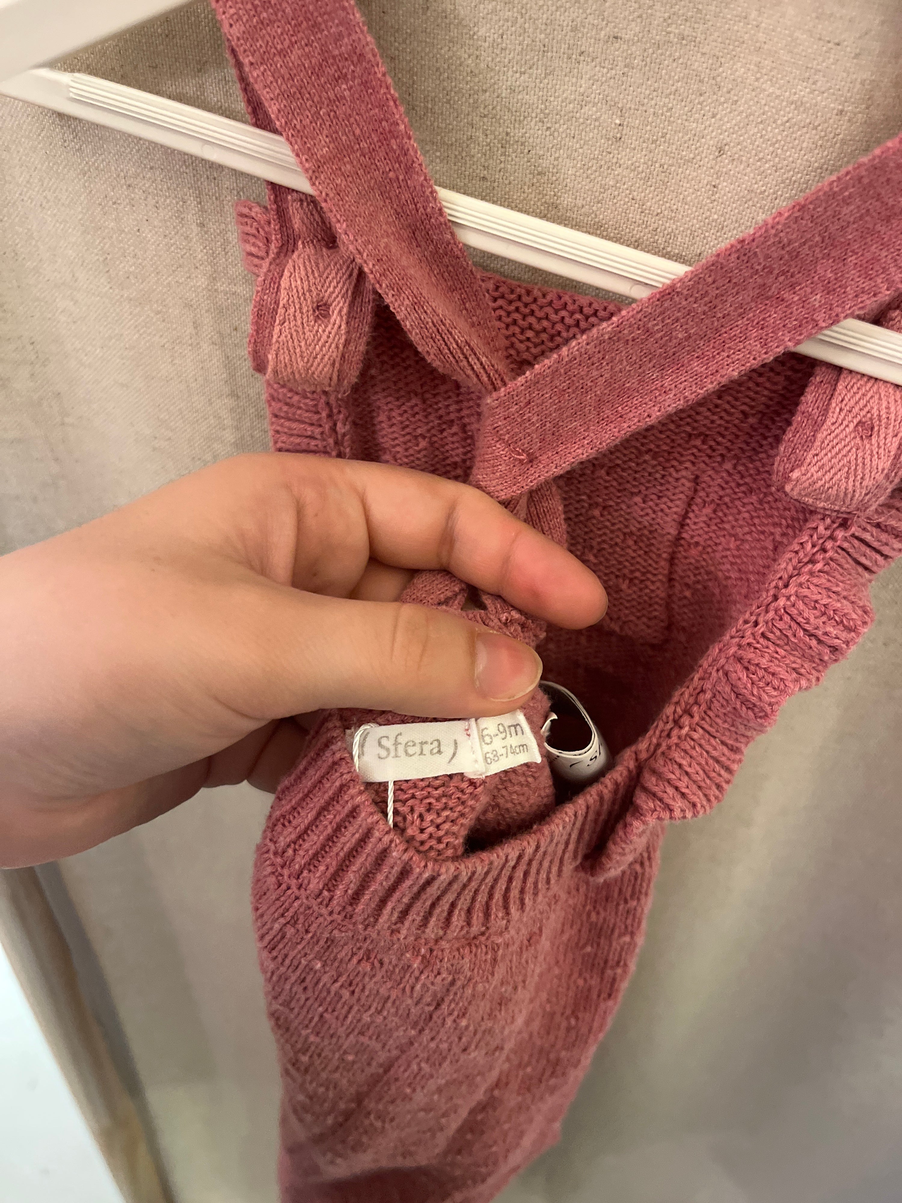 sfera Pink Pointelle Knit Footed Jumpsuit / 6 months