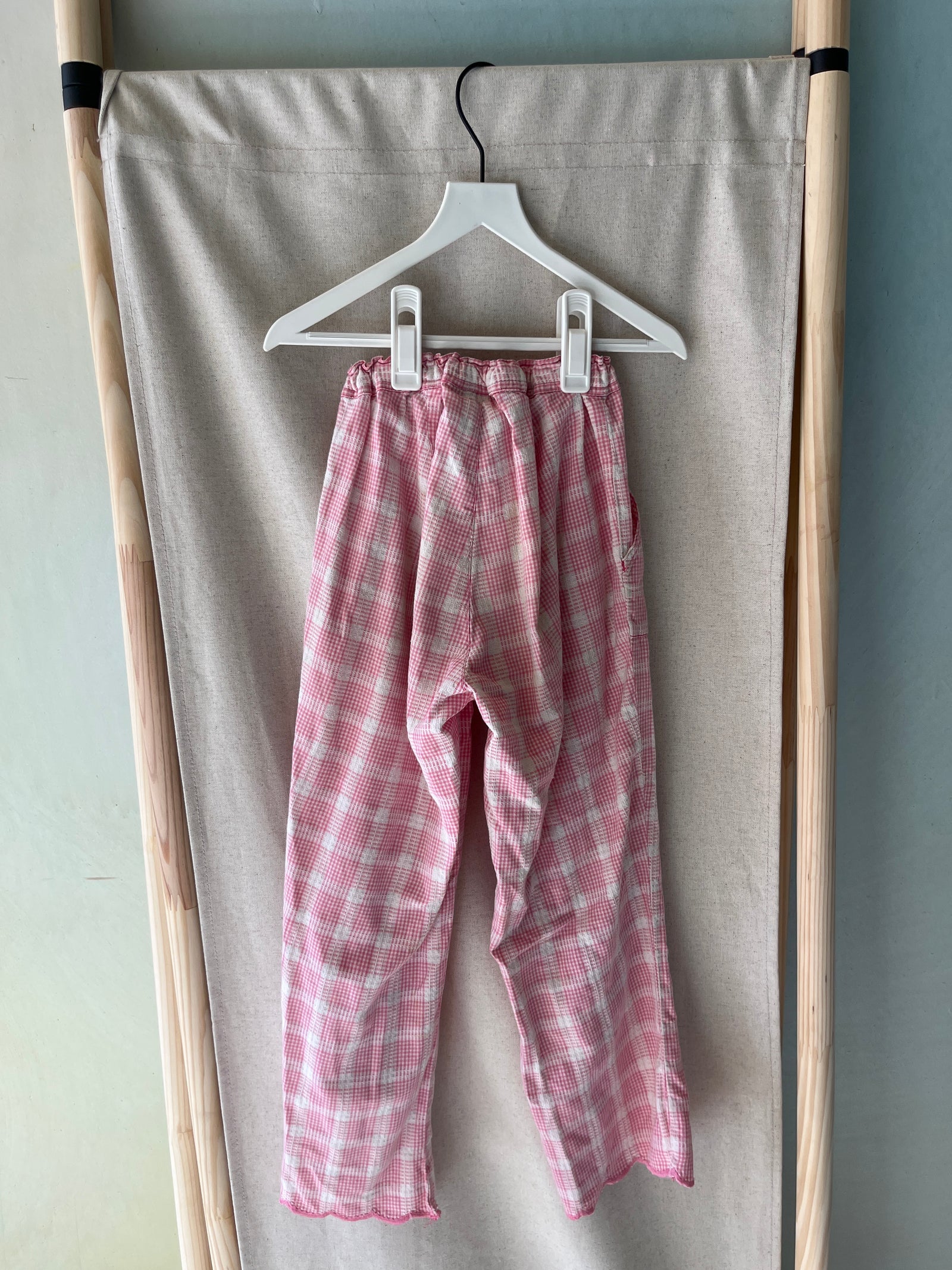Vintage Quicksilver Pink White Plaid Pants / 6-8 years