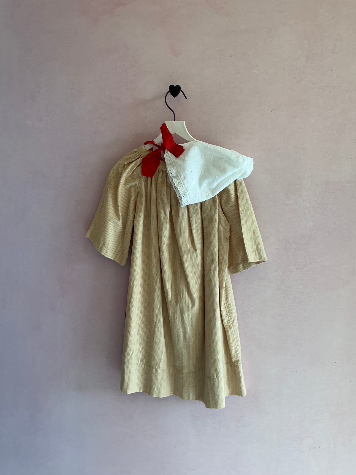 homemade Peach Stripe Bonnet Set Costume / 3-6 years