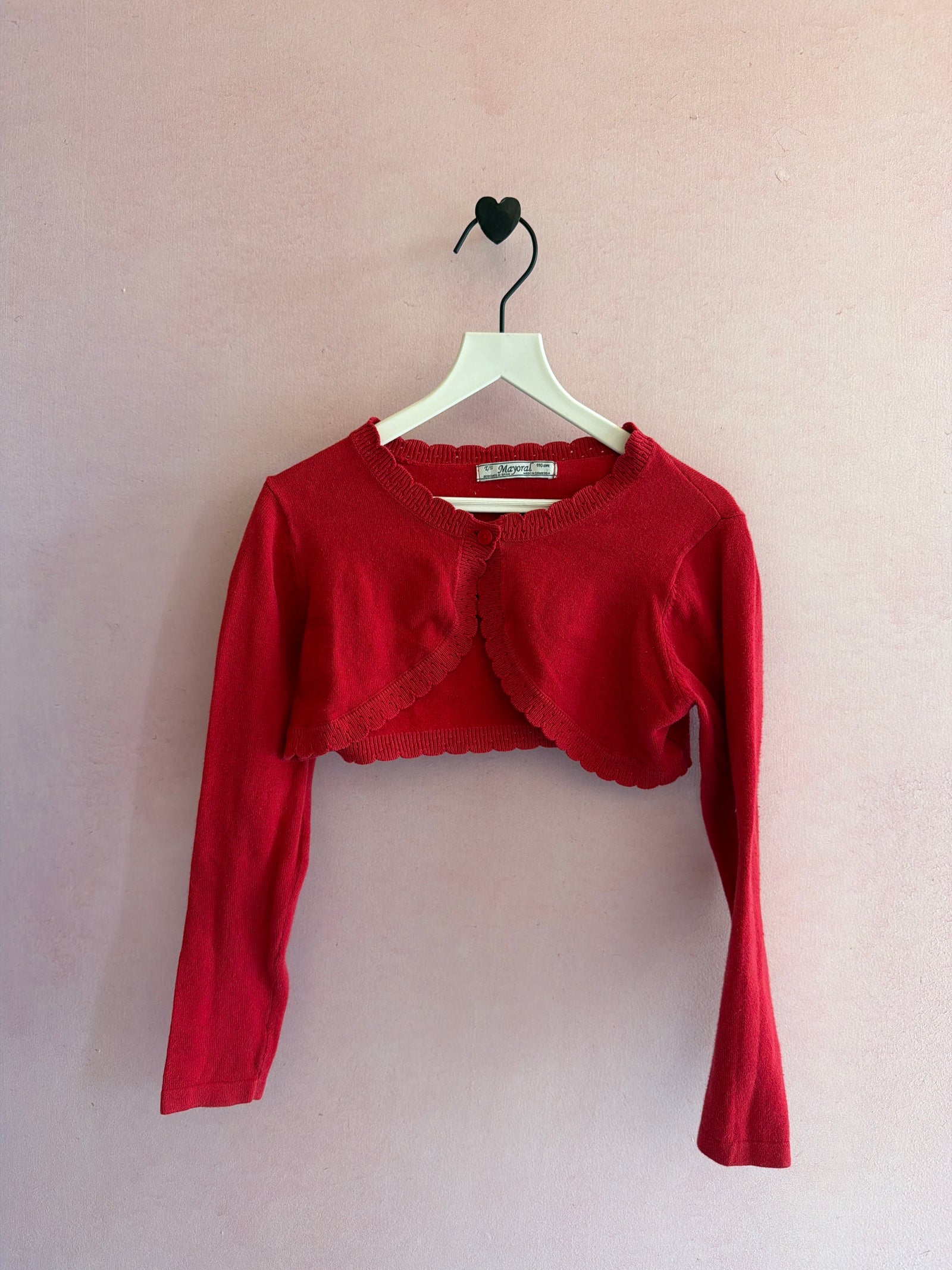Mayoral Red Pointelle Scallop Cardigan / 4-5 years