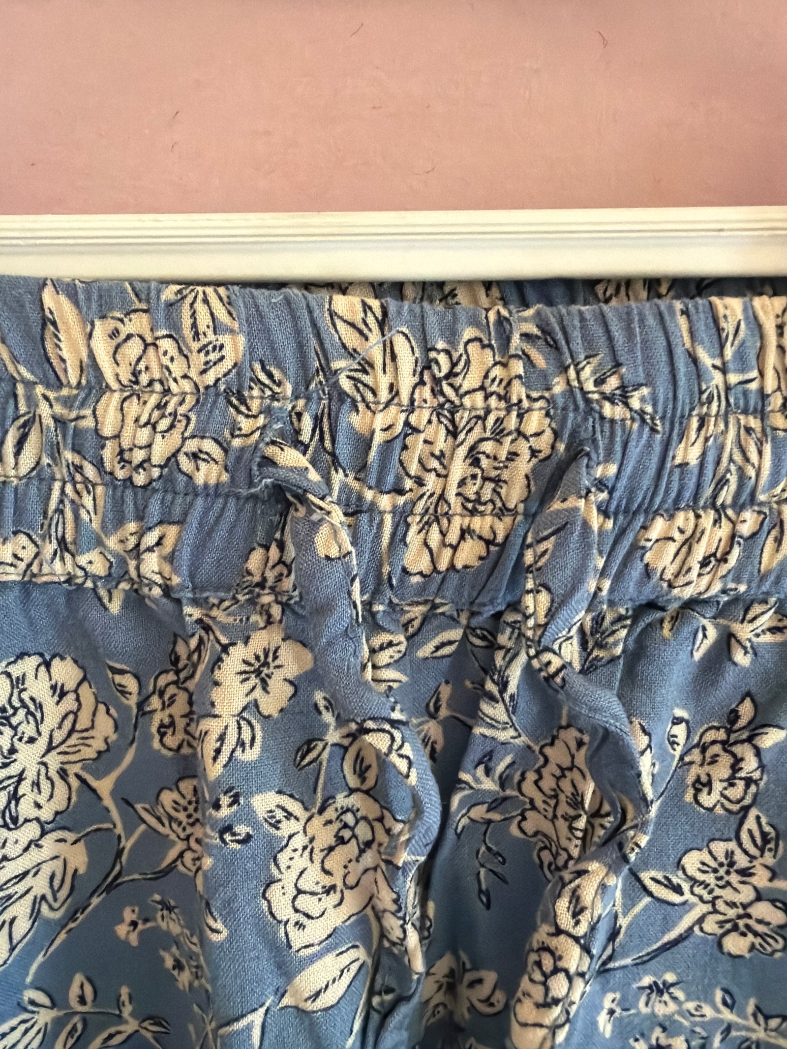 Monoprix French Blue White Floral Pants / 5