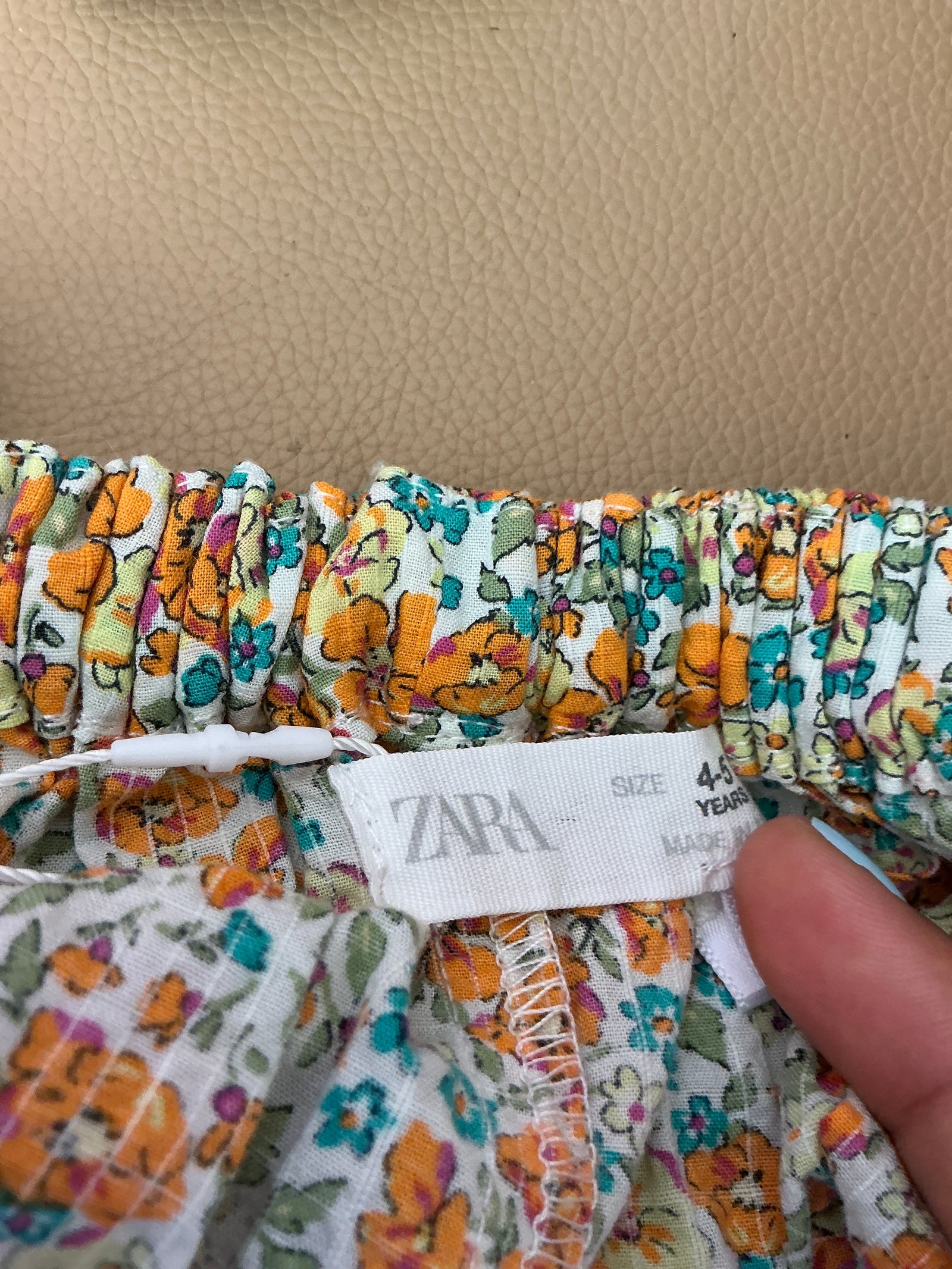 Bizarra Orange Floral Pinafore Dress / 4-5