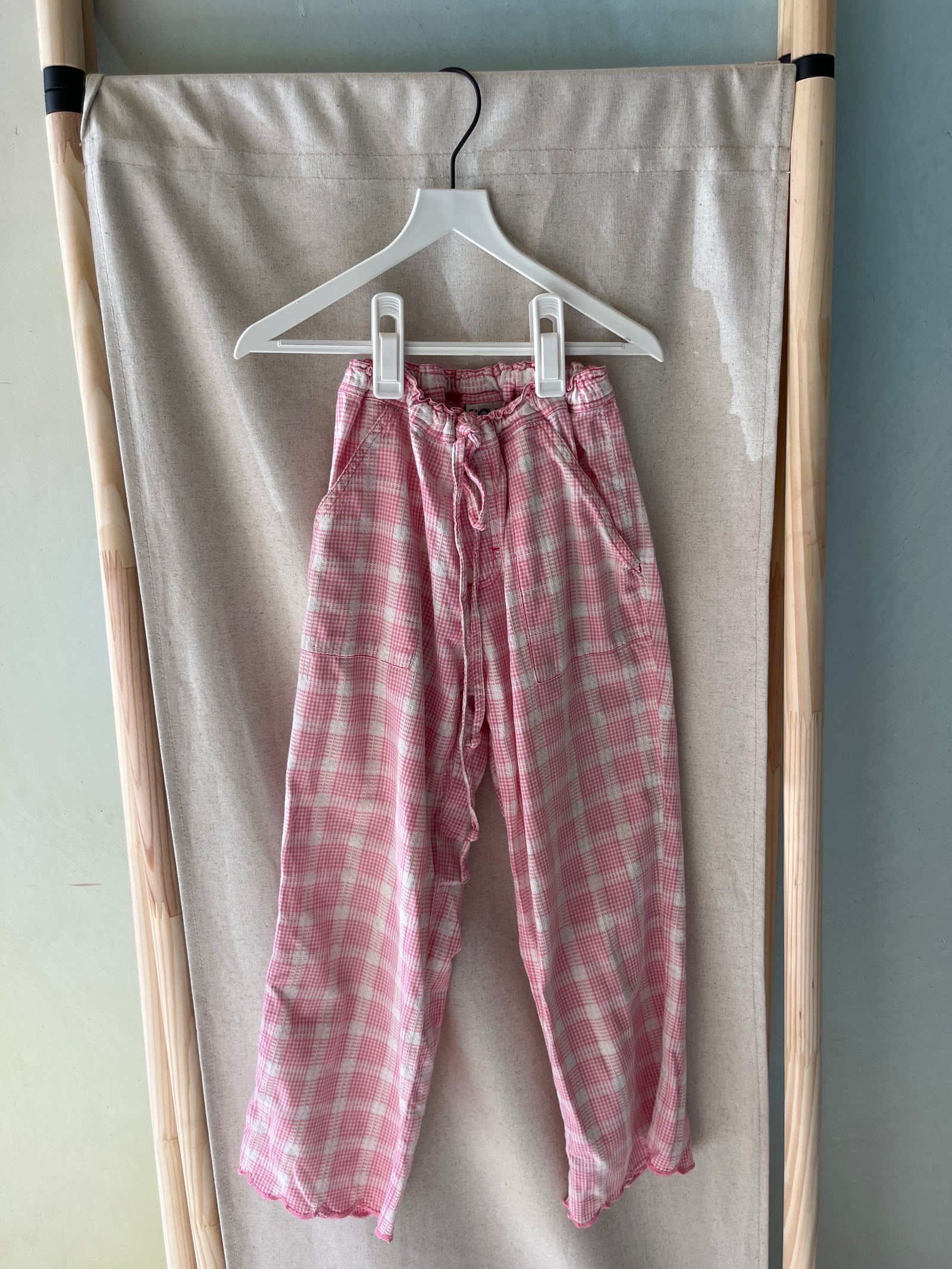 Vintage Quicksilver Pink White Plaid Pants / 6-8 years