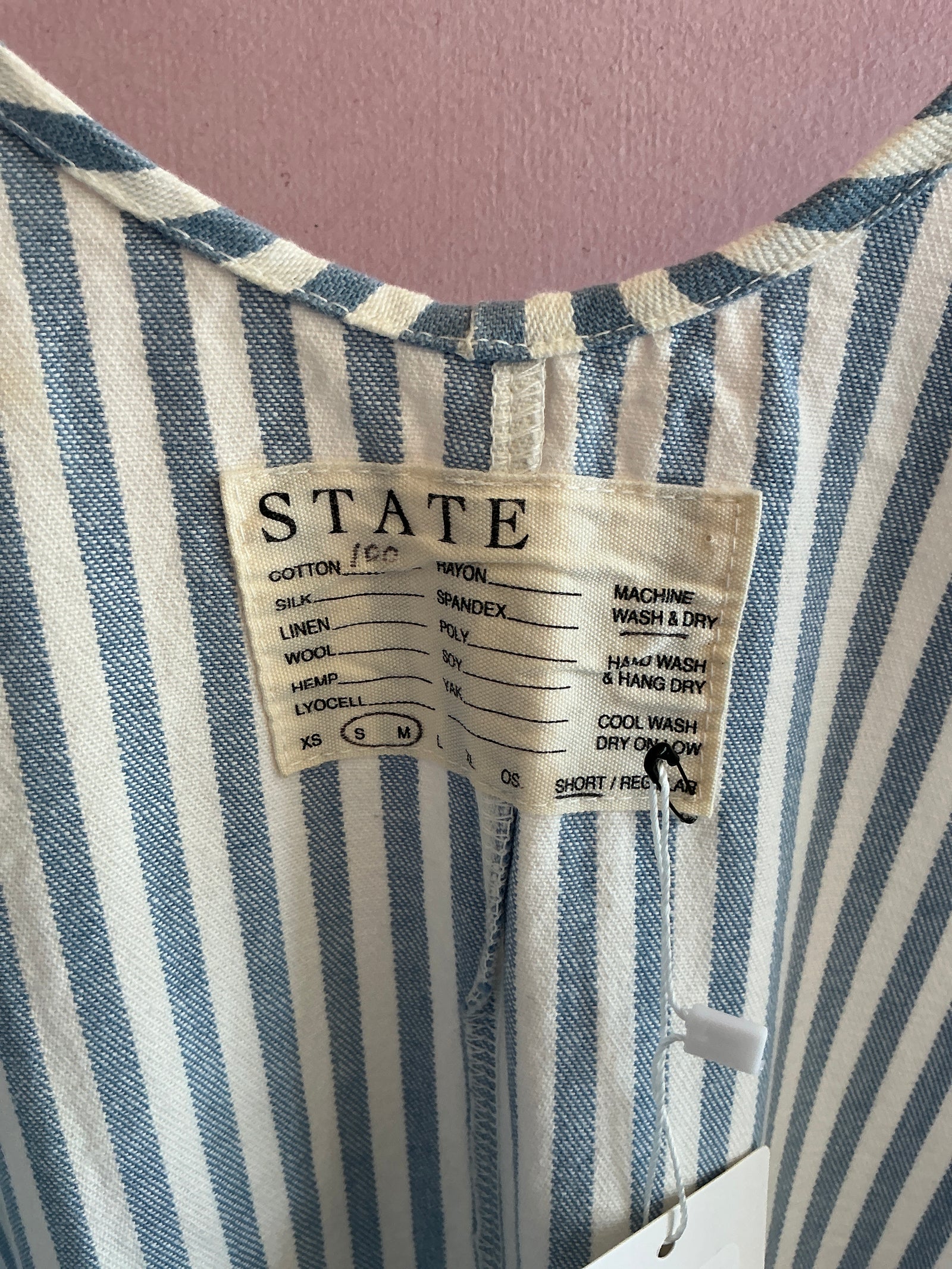 StateTheLabel Jumper in Blue Railroad Stripe overalls / Women's Medium
