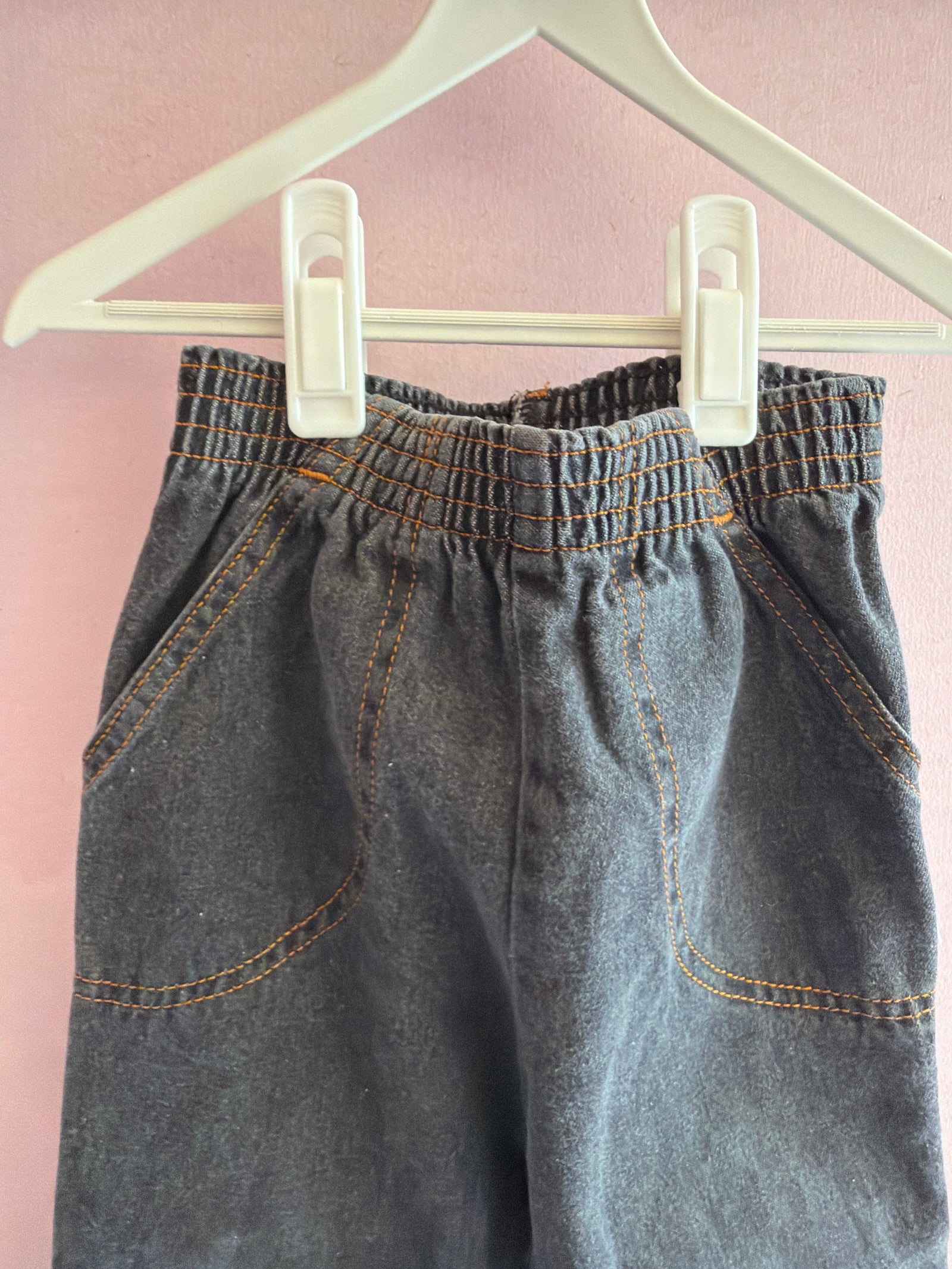 vintage March 1993 Okie Dokie Washed Black Contrast Stitch Jeans / 3T