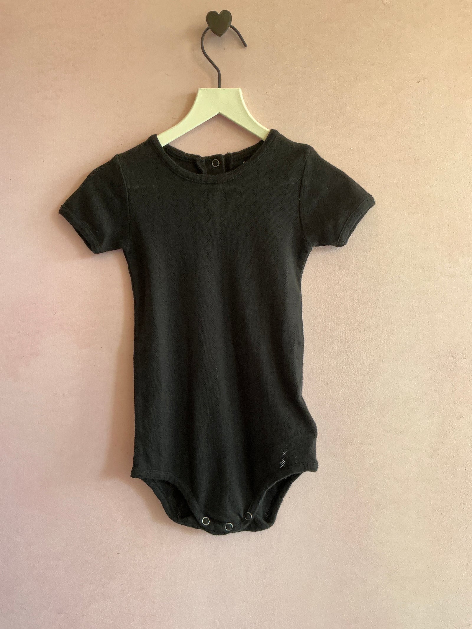 Wolf & Rita Black Pointelle Bodysuit / 18 months