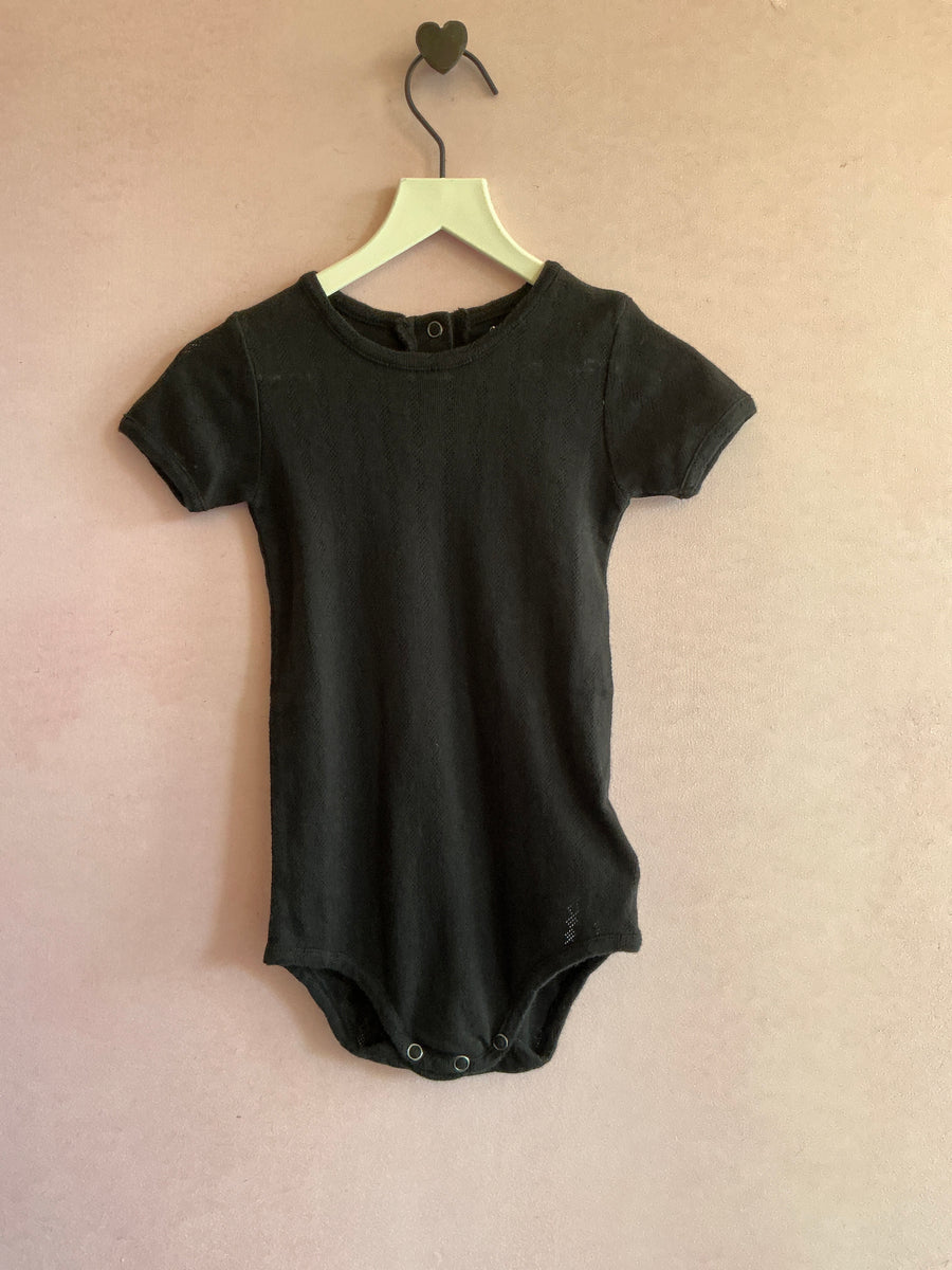 Wolf & Rita Black Pointelle Bodysuit / 18 months