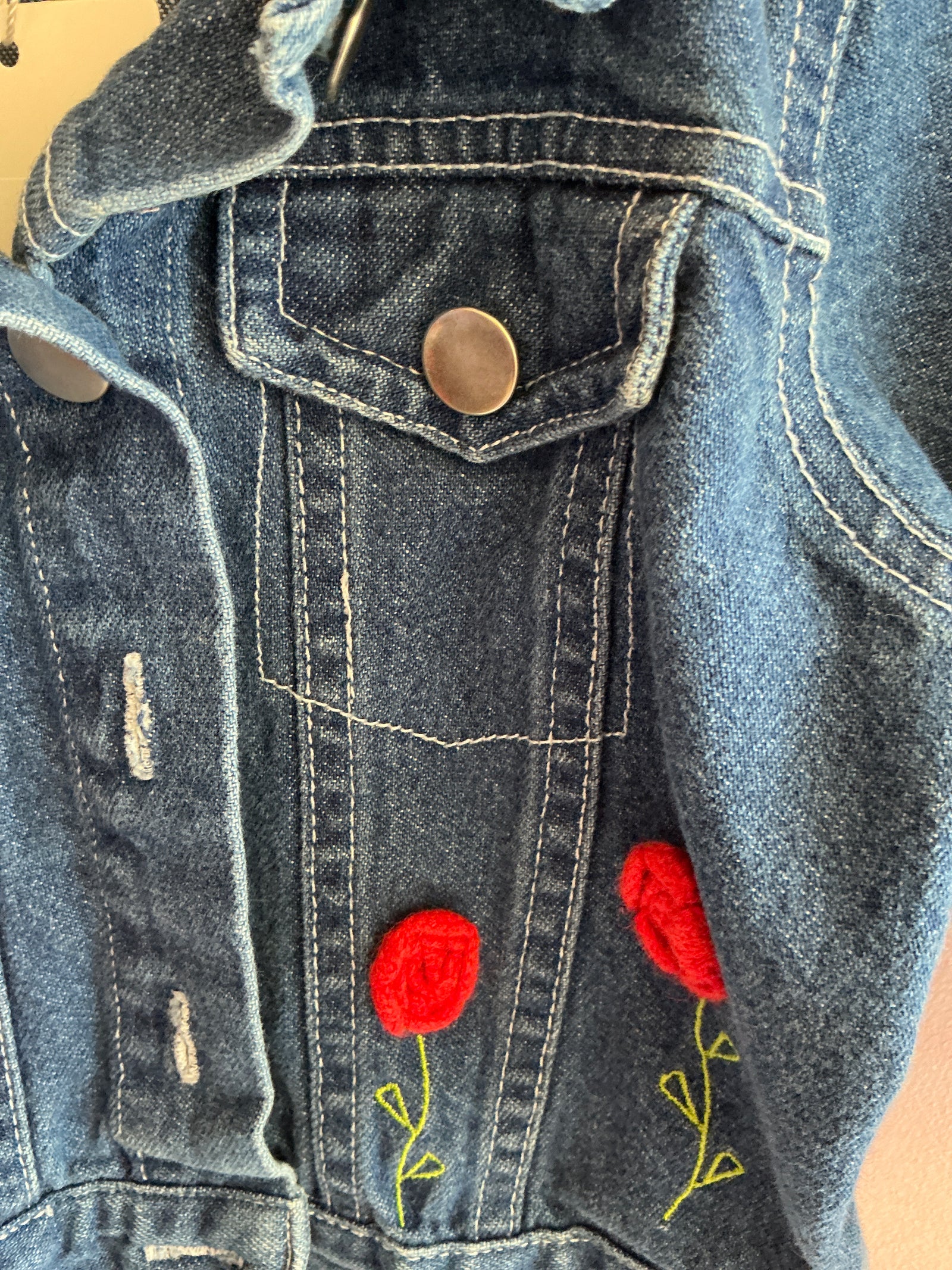 vintage red roses Jean Jacket / 12 months