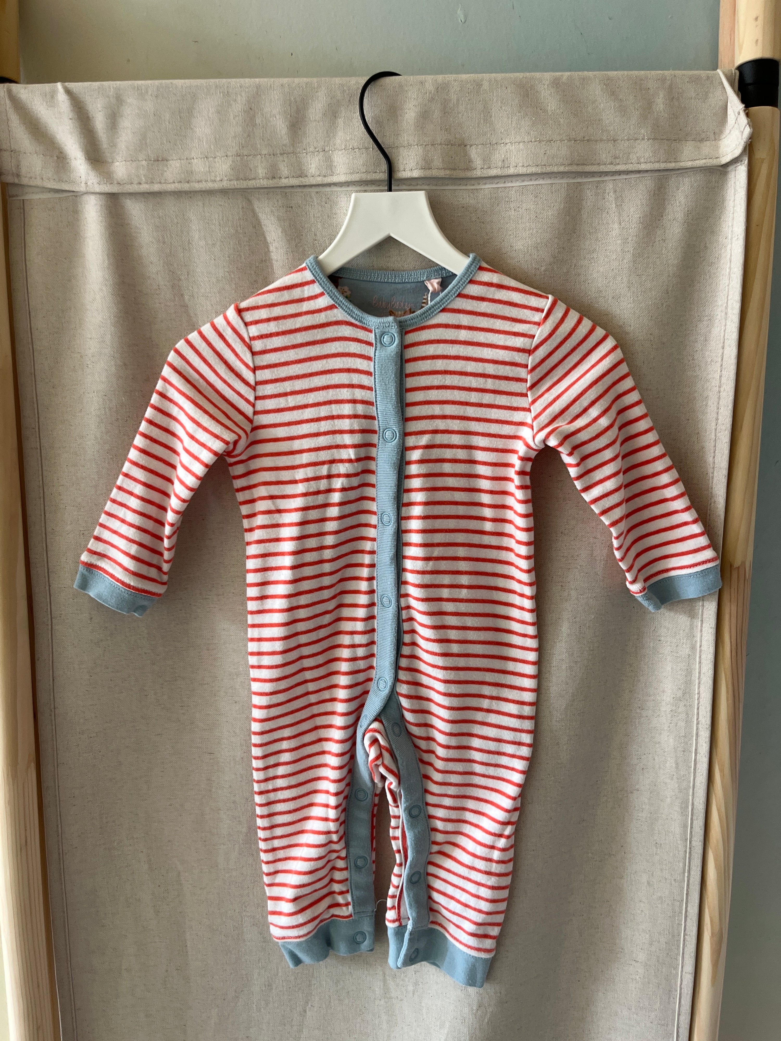 Baby Boden Orange Stripe Romper / 3-6 months